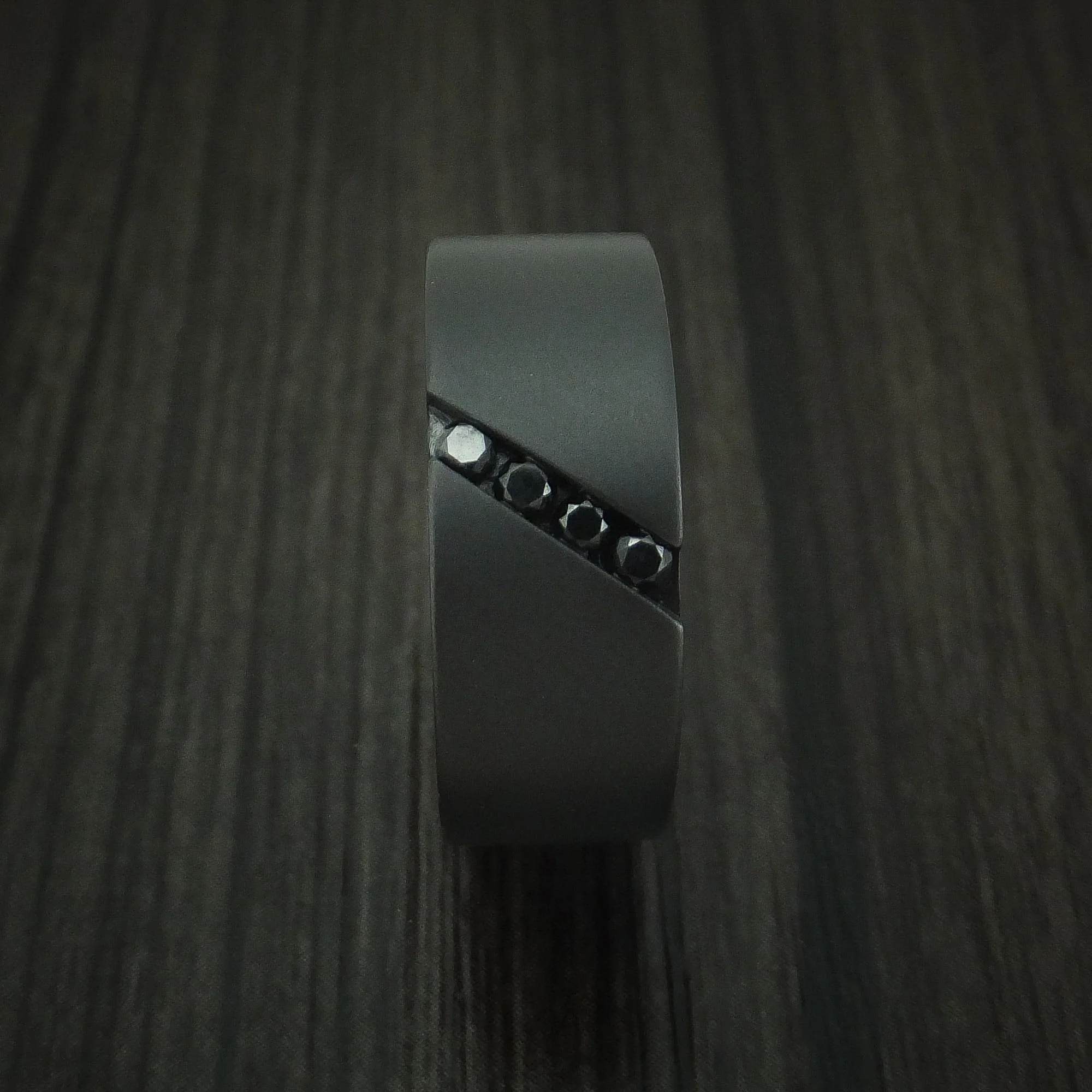Black Titanium or Black Zirconium Custom Men's Ring with Black Diamonds - Image 3