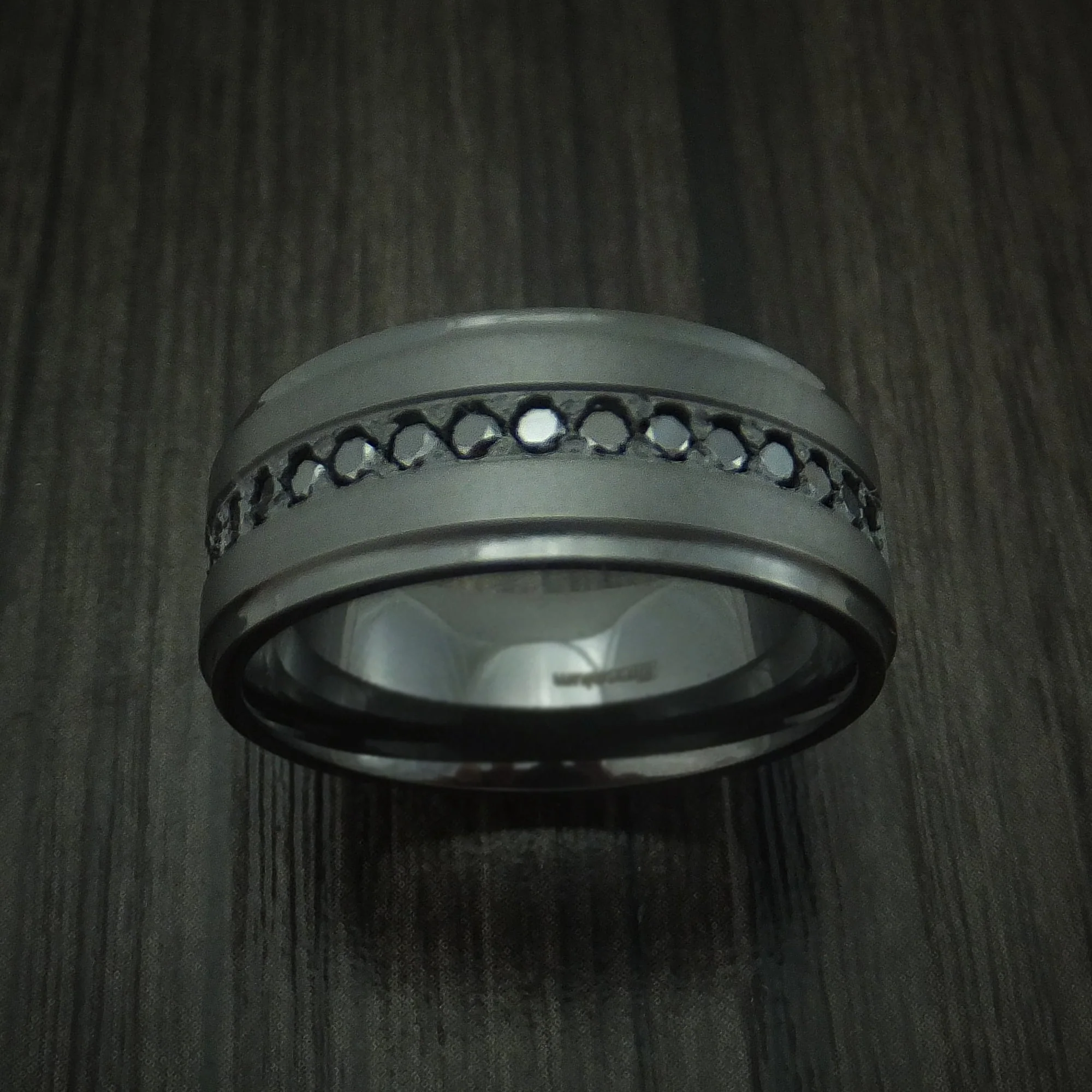 Black Titanium And Black Diamonds Custom Made Men's Ring - Image 2