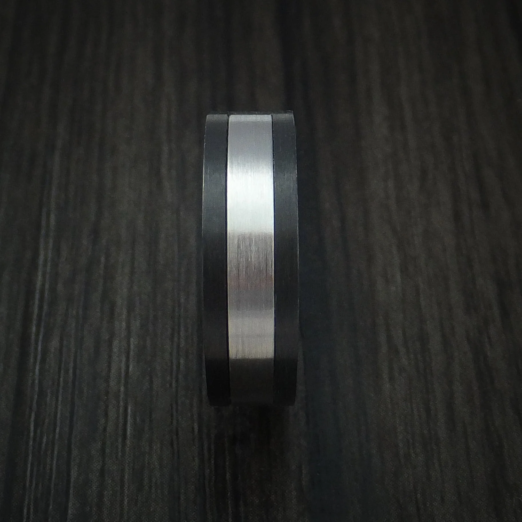 Black Titanium or Black Zirconium Custom Men's Ring with Cobalt Chrome Inlay - Image 3