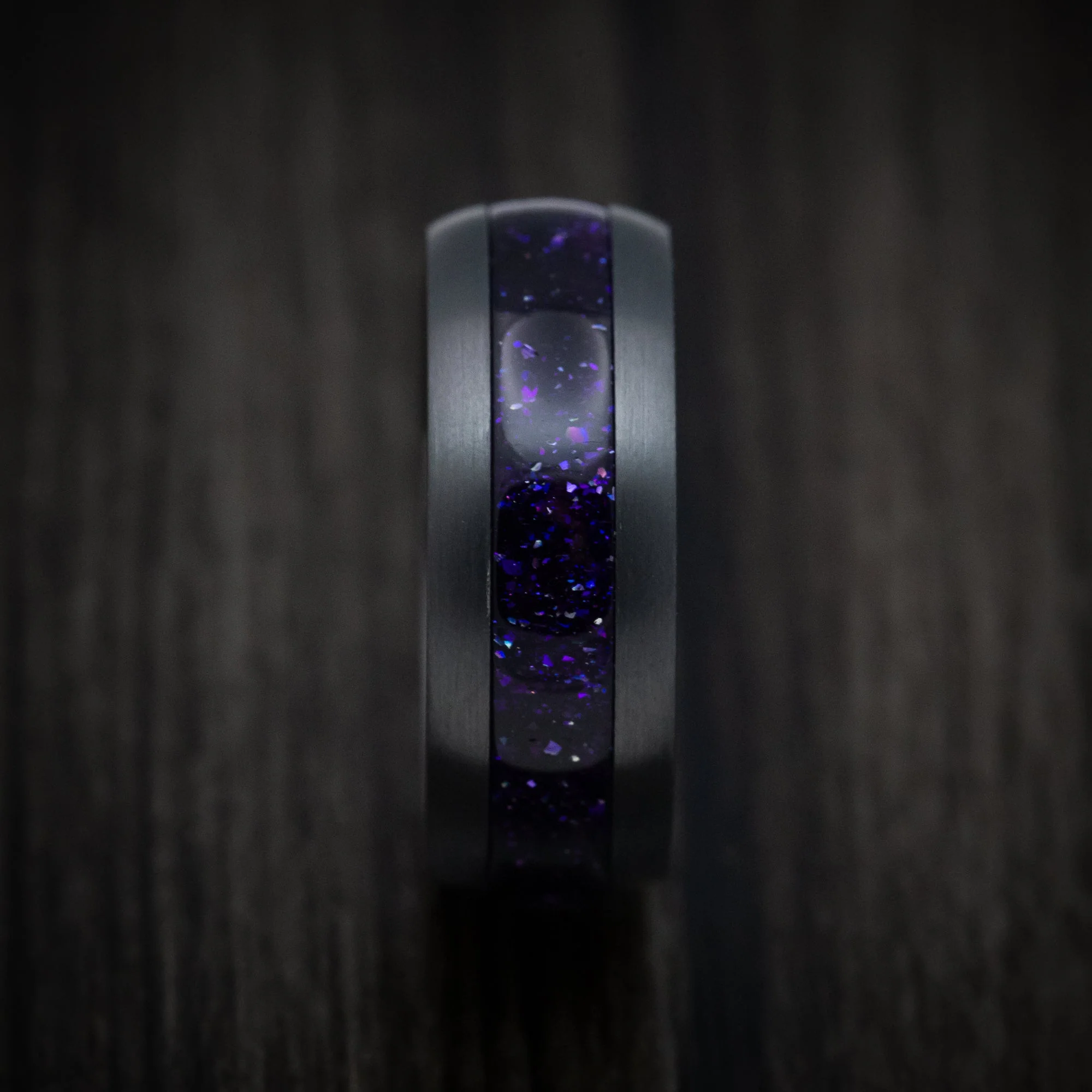 Black Titanium or Black Zirconium Custom Men's Ring with DiamondCast Inlay - Image 3