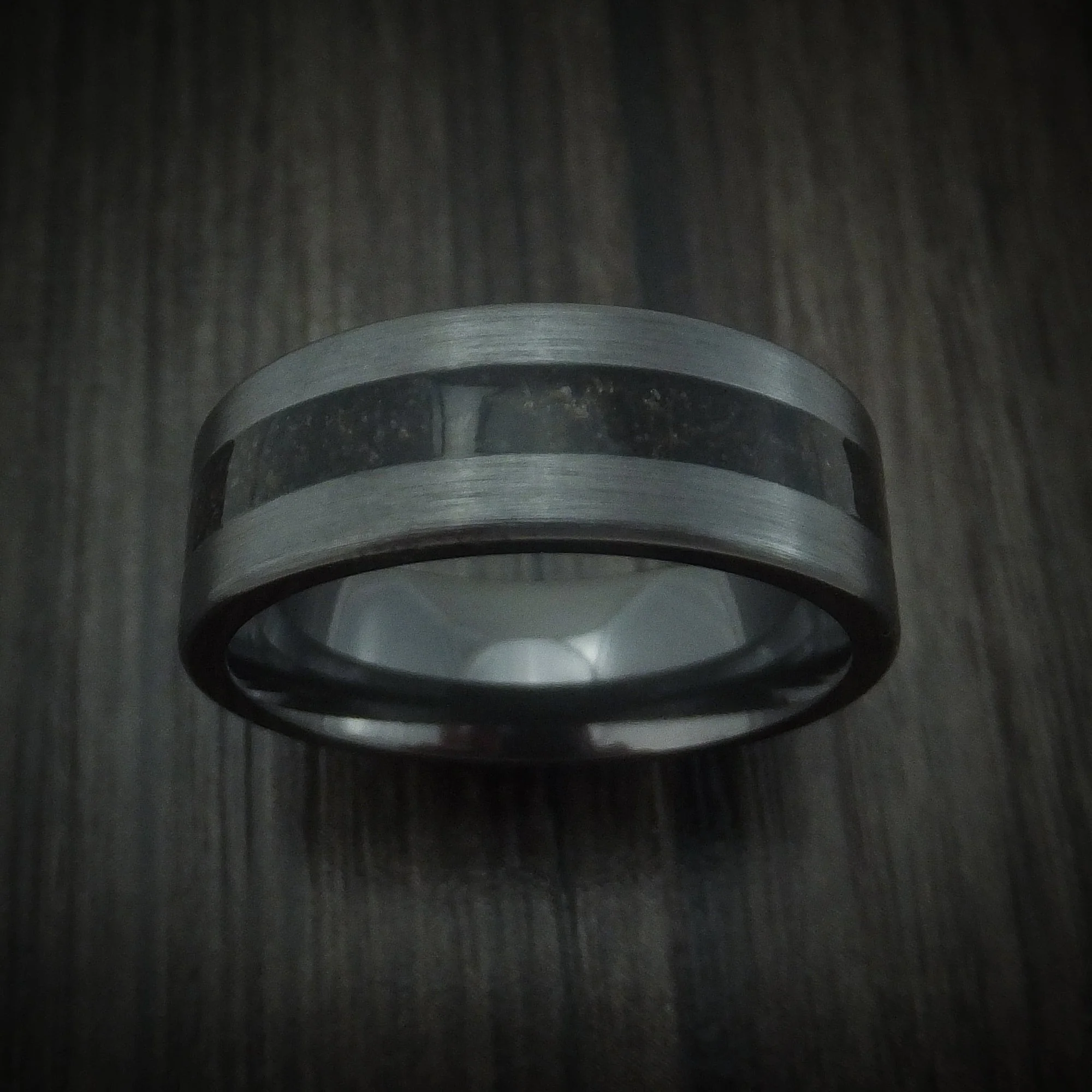 Black Titanium and Dino Bone Men's Ring Custom Made - Image 2