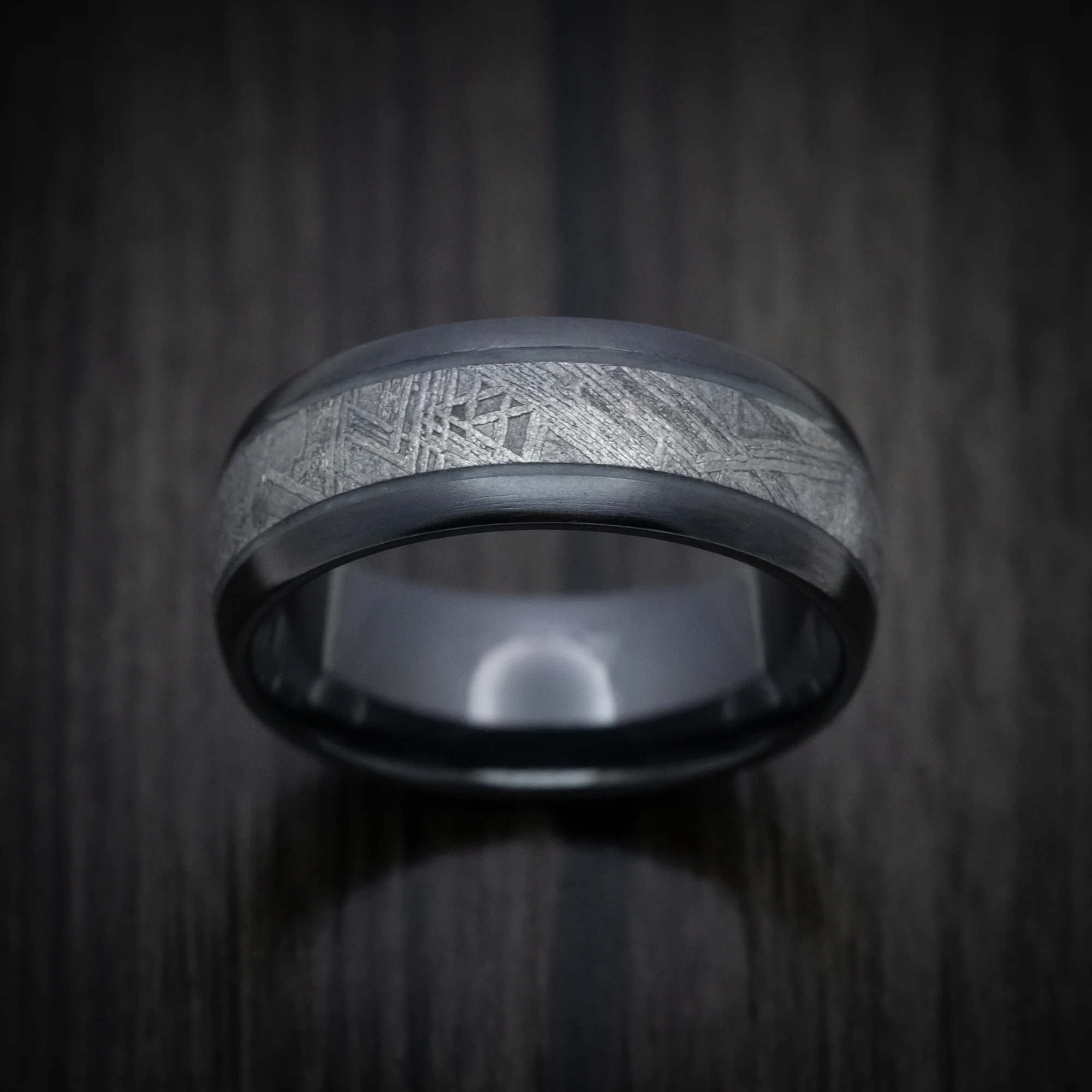 Black Titanium and Meteorite Men's Ring with Glow Inlays - Image 4