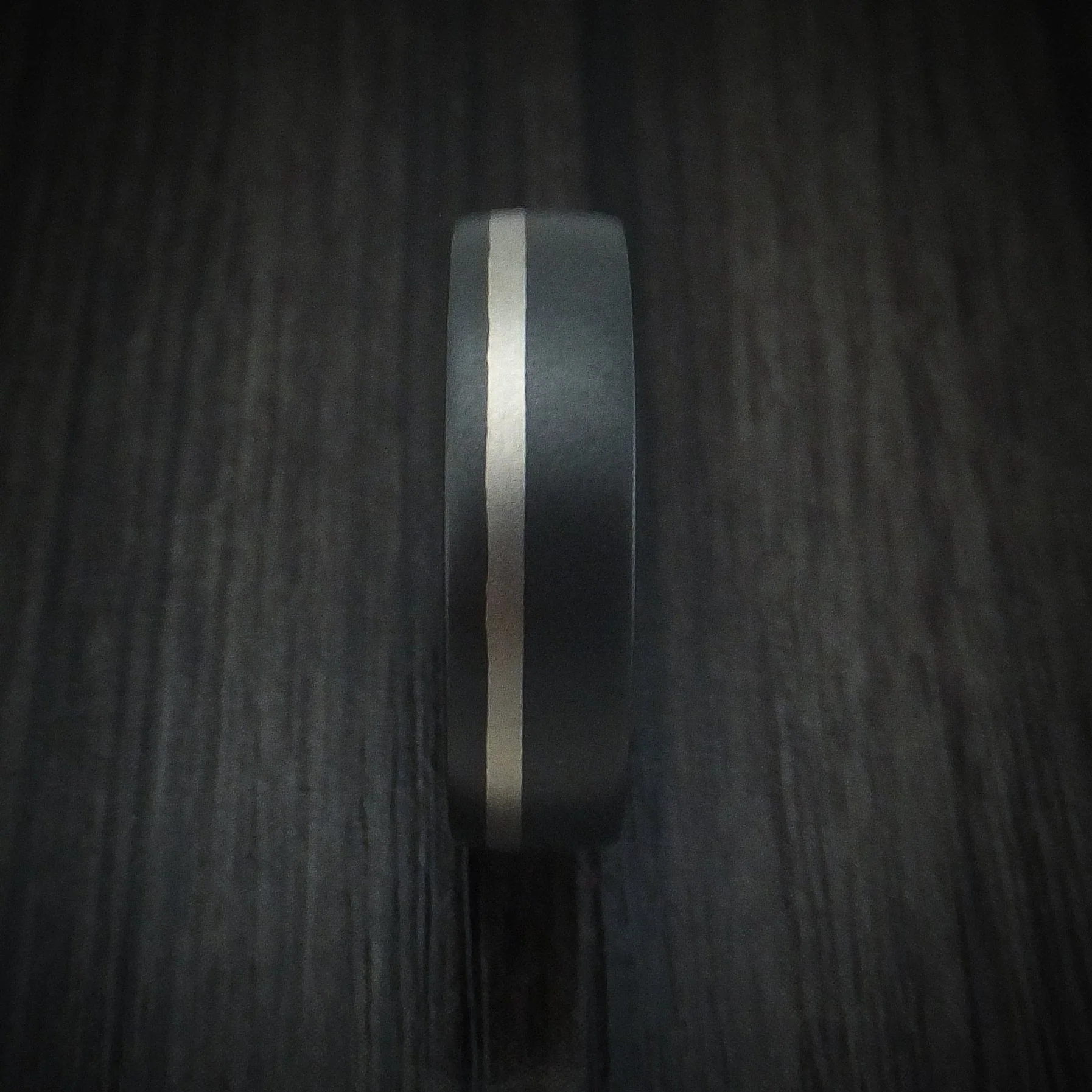 Black Titanium and Platinum Men's Ring with Wood Sleeve Custom Made Band - Image 3