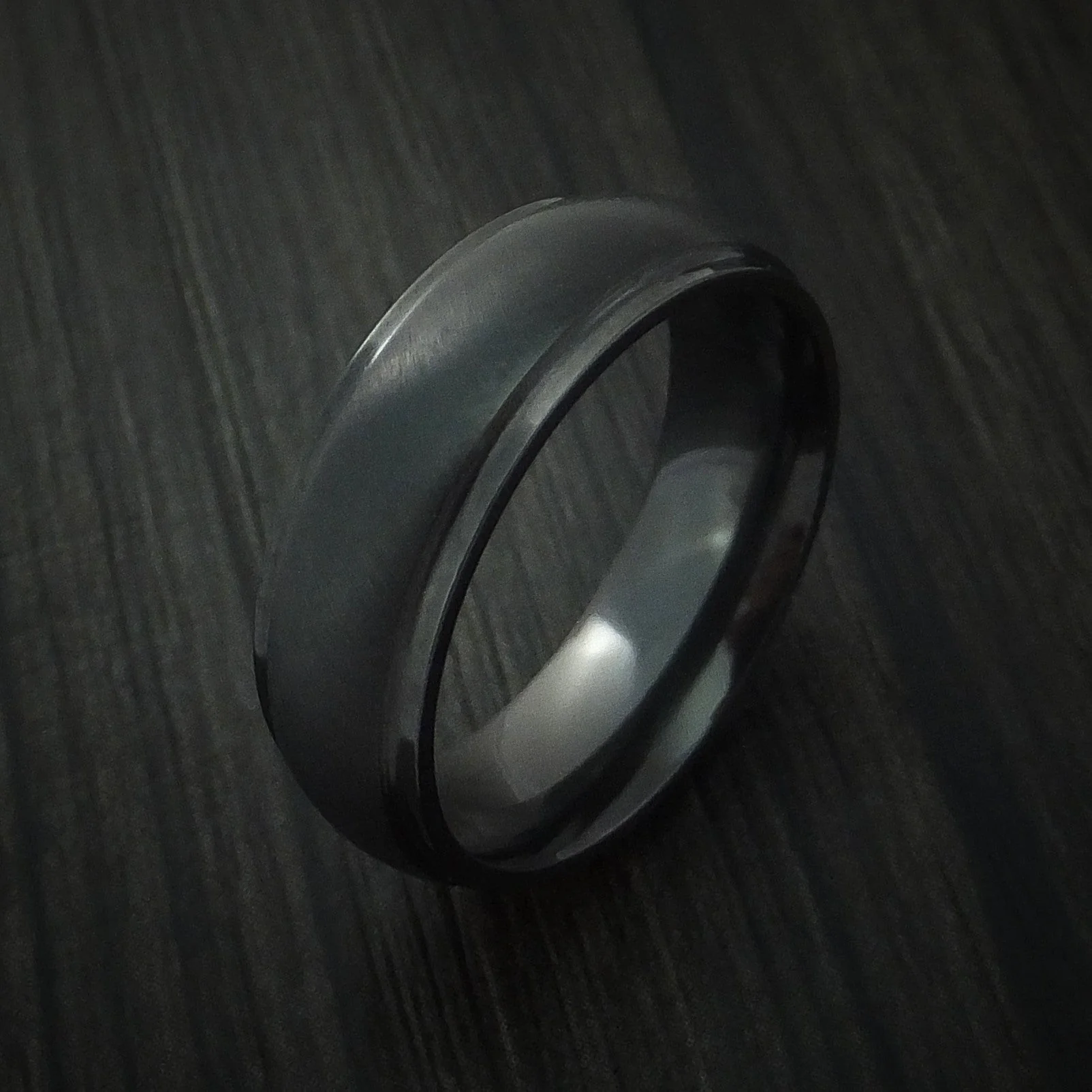 Black Titanium or Black Zirconium Custom Men's Ring with Angle Satin Finish - Image 2