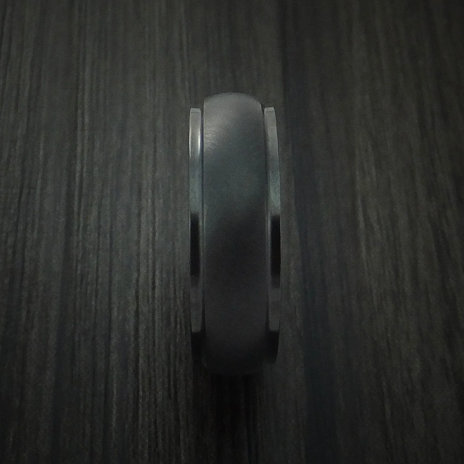 Black Titanium or Black Zirconium Custom Men's Ring with Angle Satin Finish - Image 3