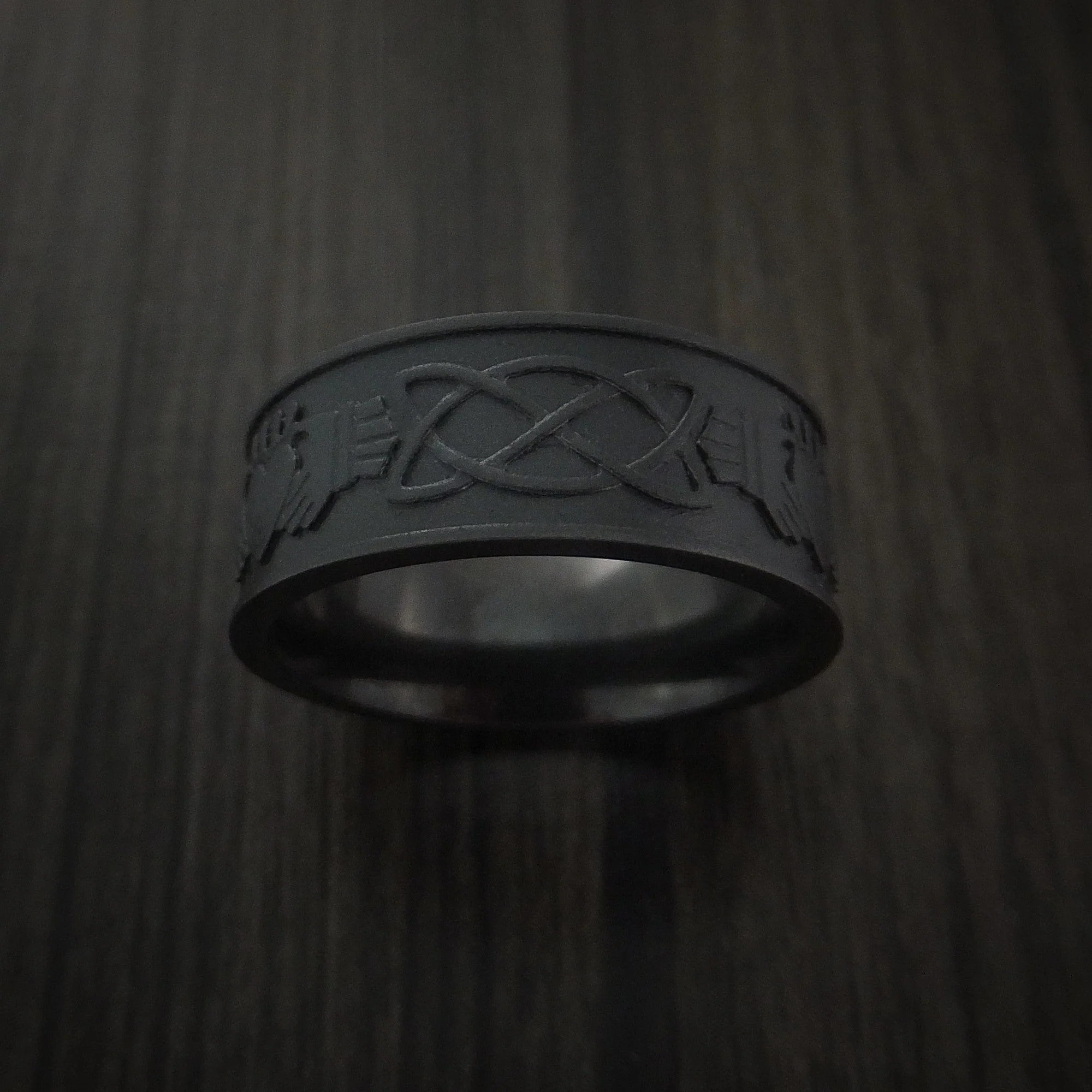 Black Titanium or Black Zirconium Custom Men's Ring with Celtic Irish Claddagh Design - Image 3
