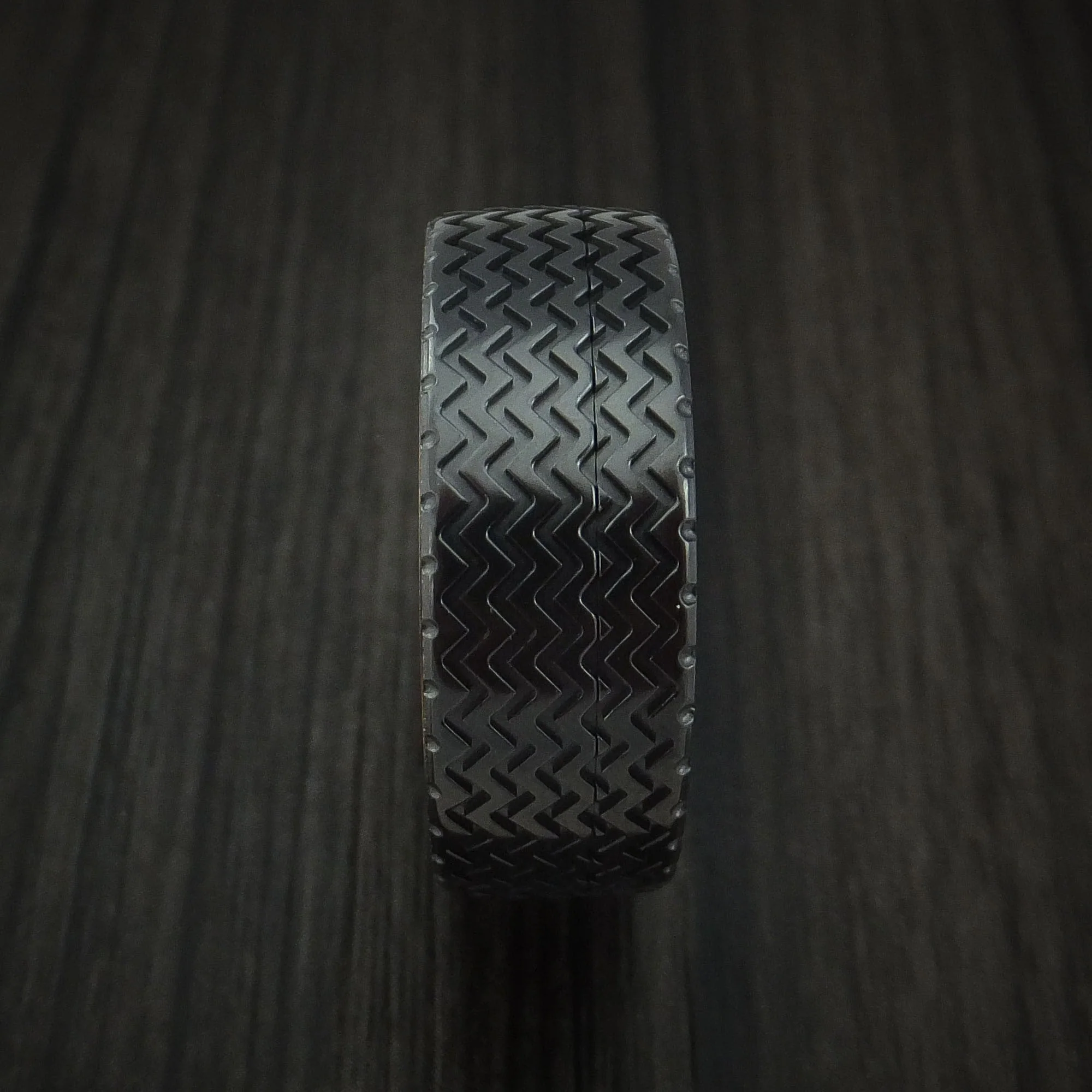 Black Titanium Hot Rod White Wall Tire Tread Spinner Men's Ring Custom Made Anodized Band - Image 3