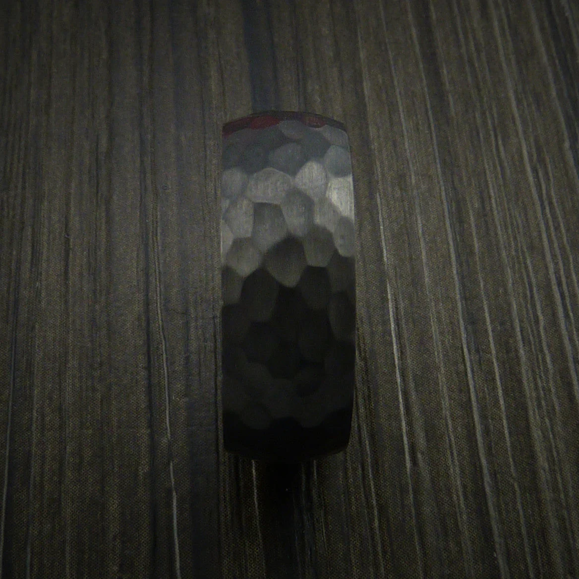 Black Titanium or Black Zirconium Custom Men's Ring with a Hammer Finish - Image 4