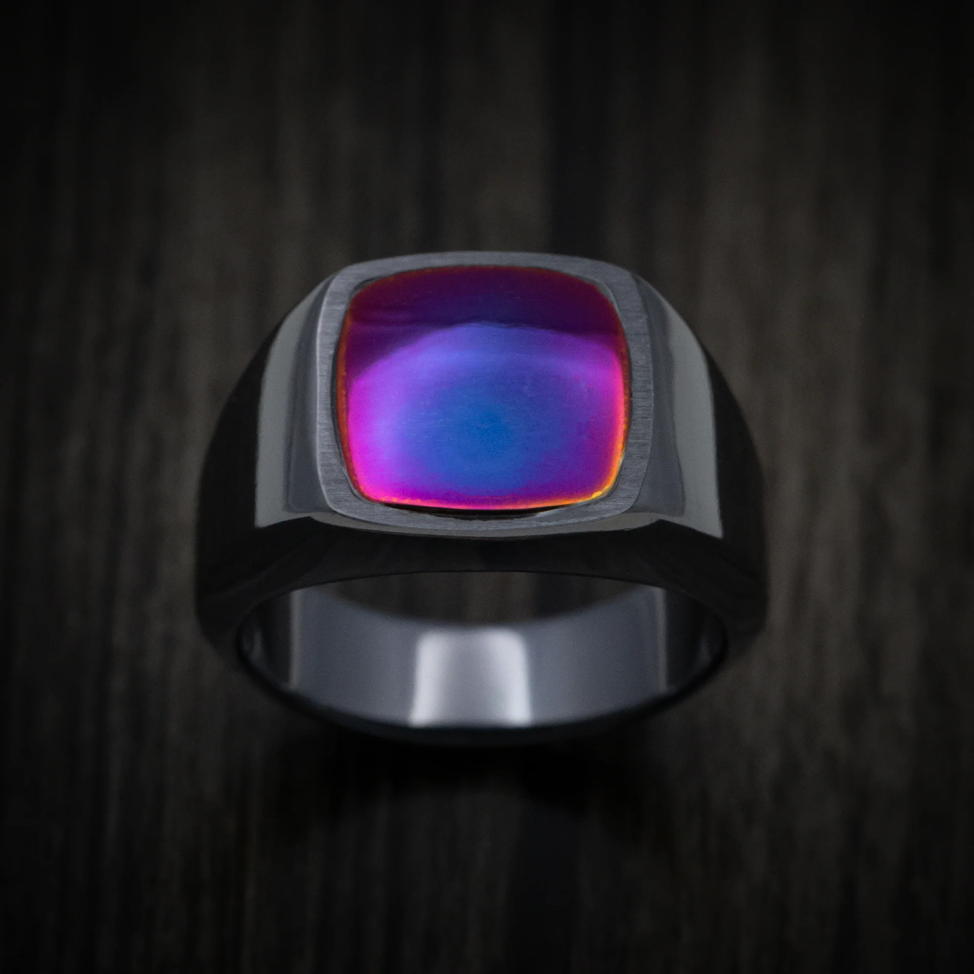 Black Titanium Signet Ring with Supercar Ron Exhaust Inlay - Choose Your Exhaust - Image 2