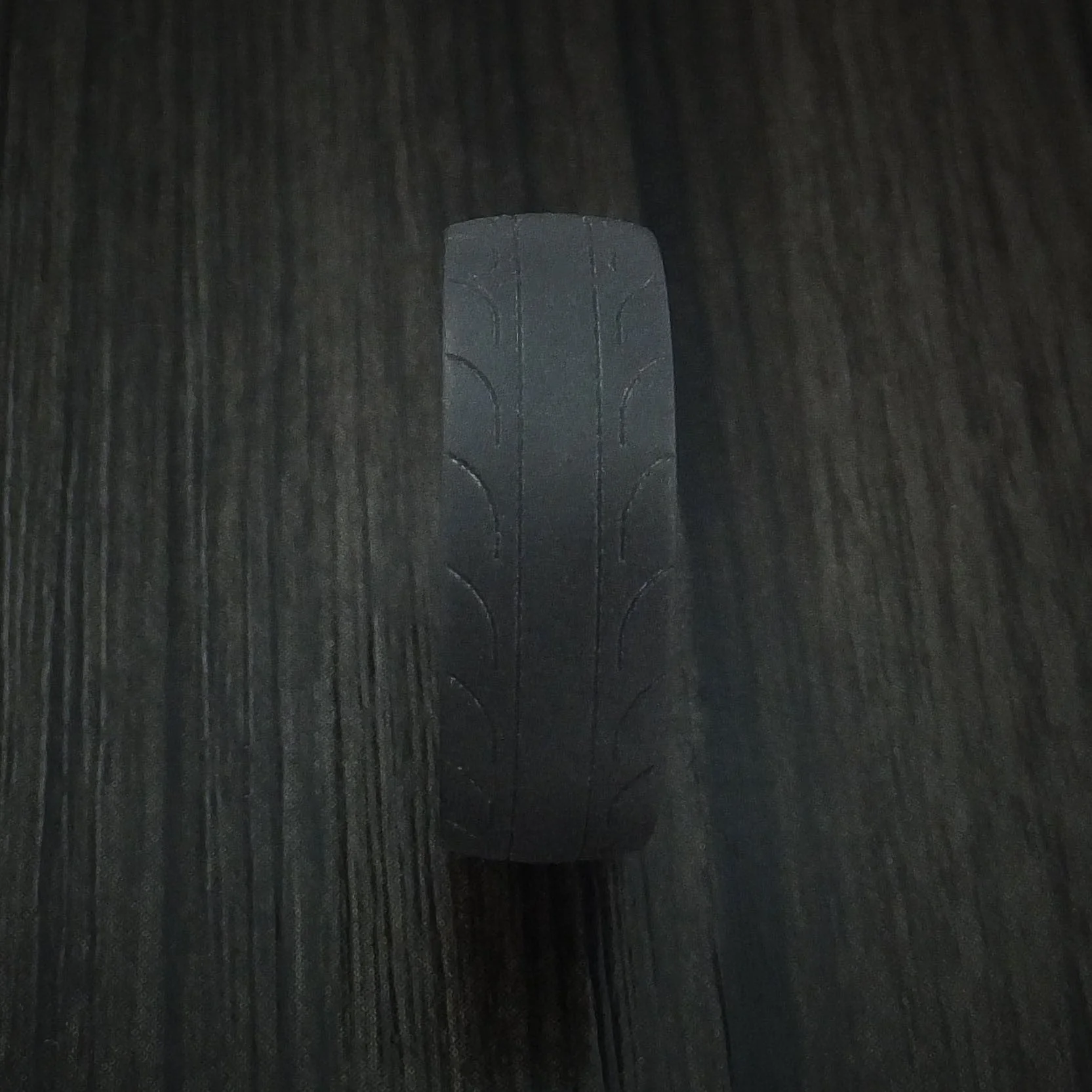 Black Titanium or Black Zirconium Custom Men's Ring with Tire Tread Pattern - Image 2