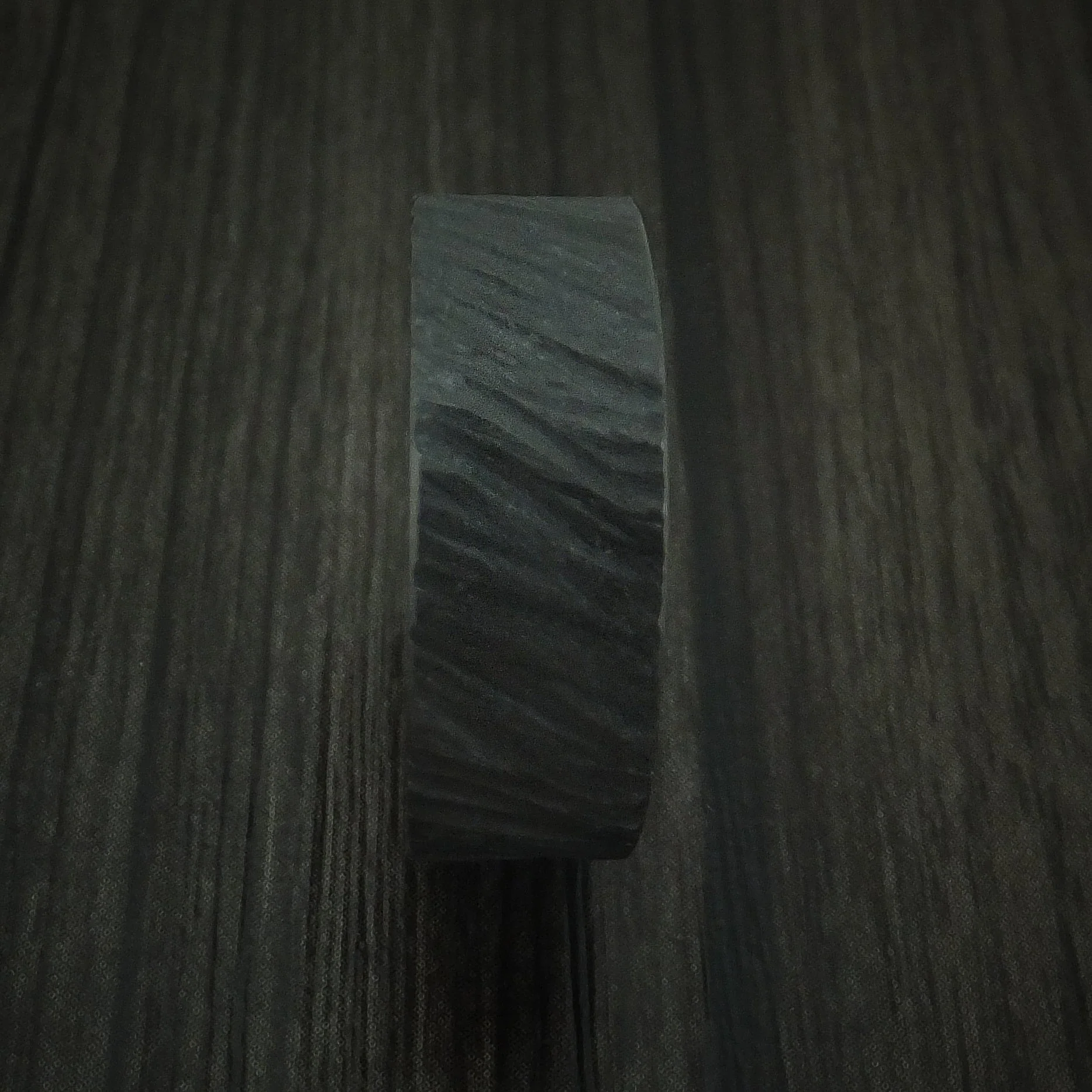 Black Titanium or Black Zirconium Custom Men's Ring with a Tree Bark Finish and Applejack Wood Sleeve - Image 3