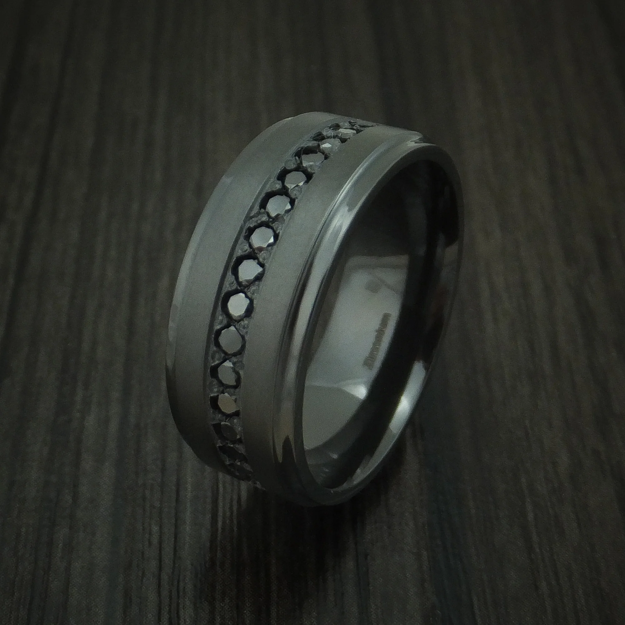Black Zirconium And Black Diamonds Custom Made Men's Ring - Image 4