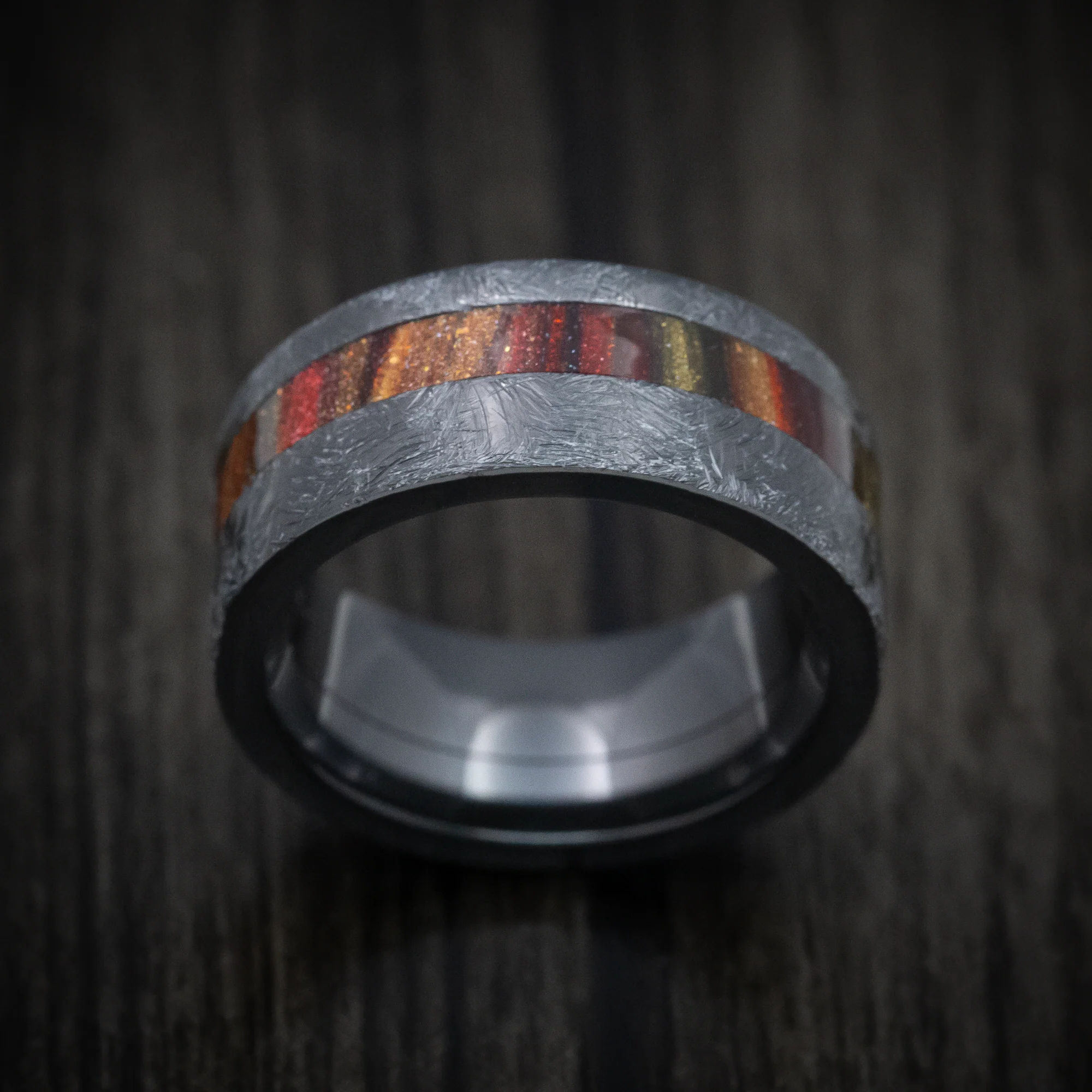 Black Zirconium and DiamondCast Inlay Men's Ring Custom Made - Image 2