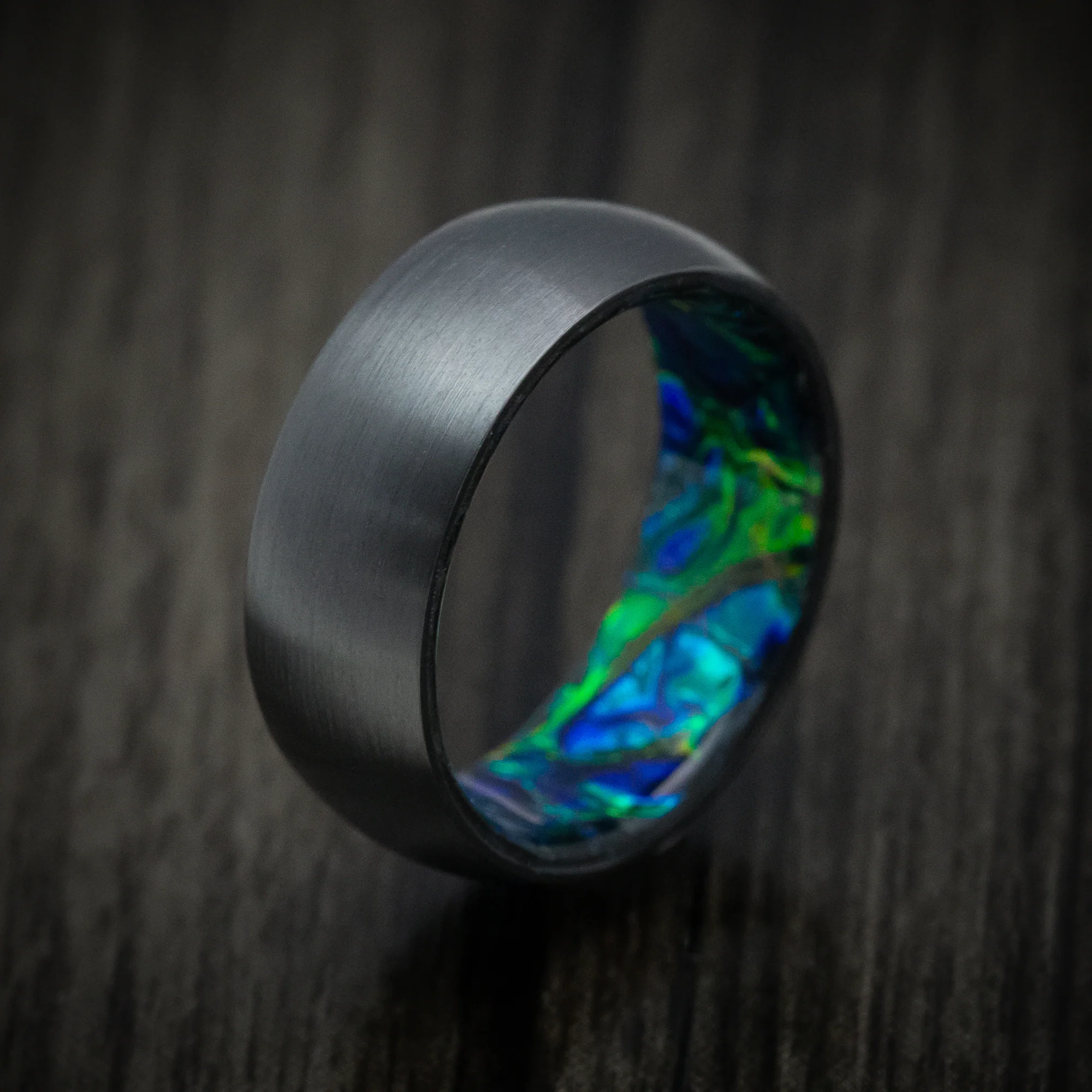 Black Zirconium and Dichrolam Sleeve Men's Ring Custom Made Band - Image 4
