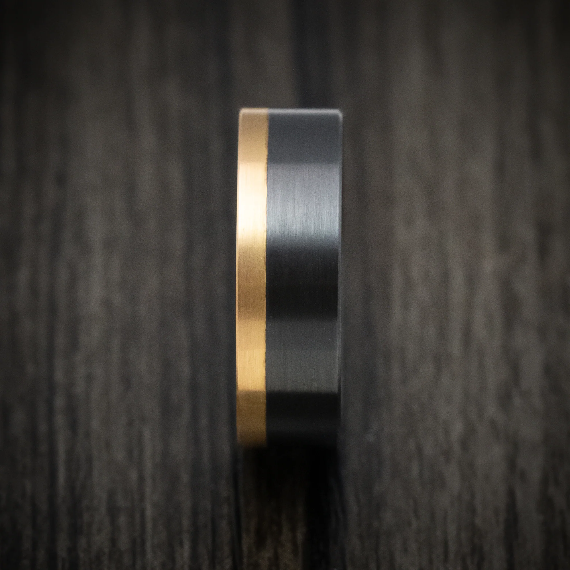 Black Zirconium and Gold Edge Men's Ring Custom Made Band - Image 3