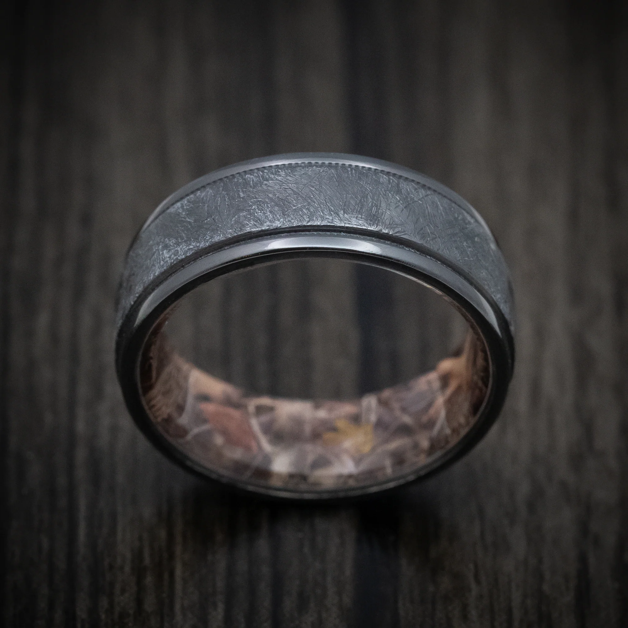 Black Zirconium and King's Camo Men's Ring Custom Made Band - Image 2