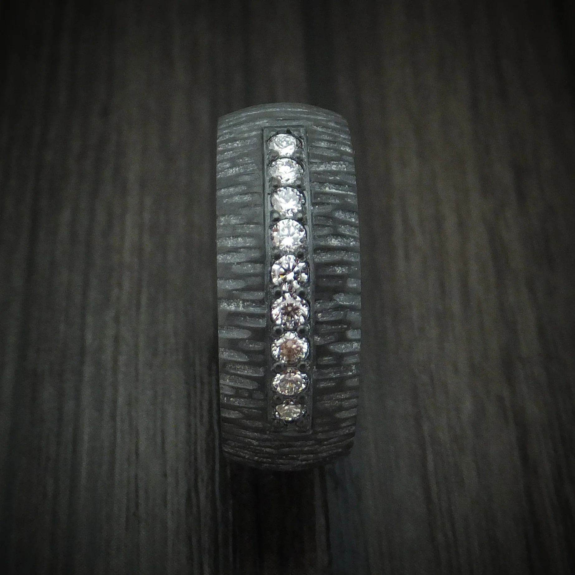 Black Zirconium and Lab Diamond Men's Ring Custom Made - Image 3
