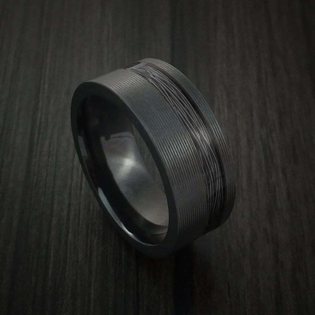 Black Zirconium and Wire Men's Ring Custom Made Choose your Color - Image 13