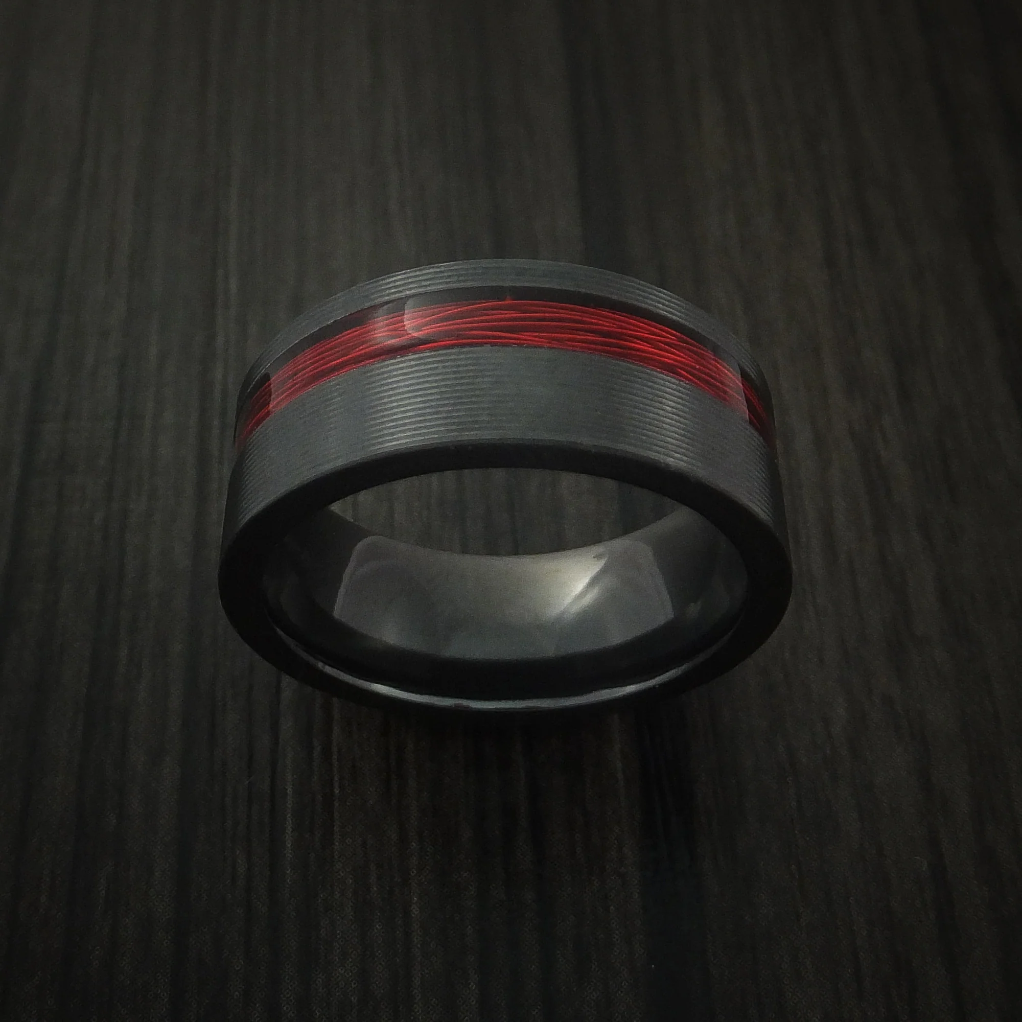 Black Zirconium and Wire Men's Ring Custom Made Choose your Color - Image 3