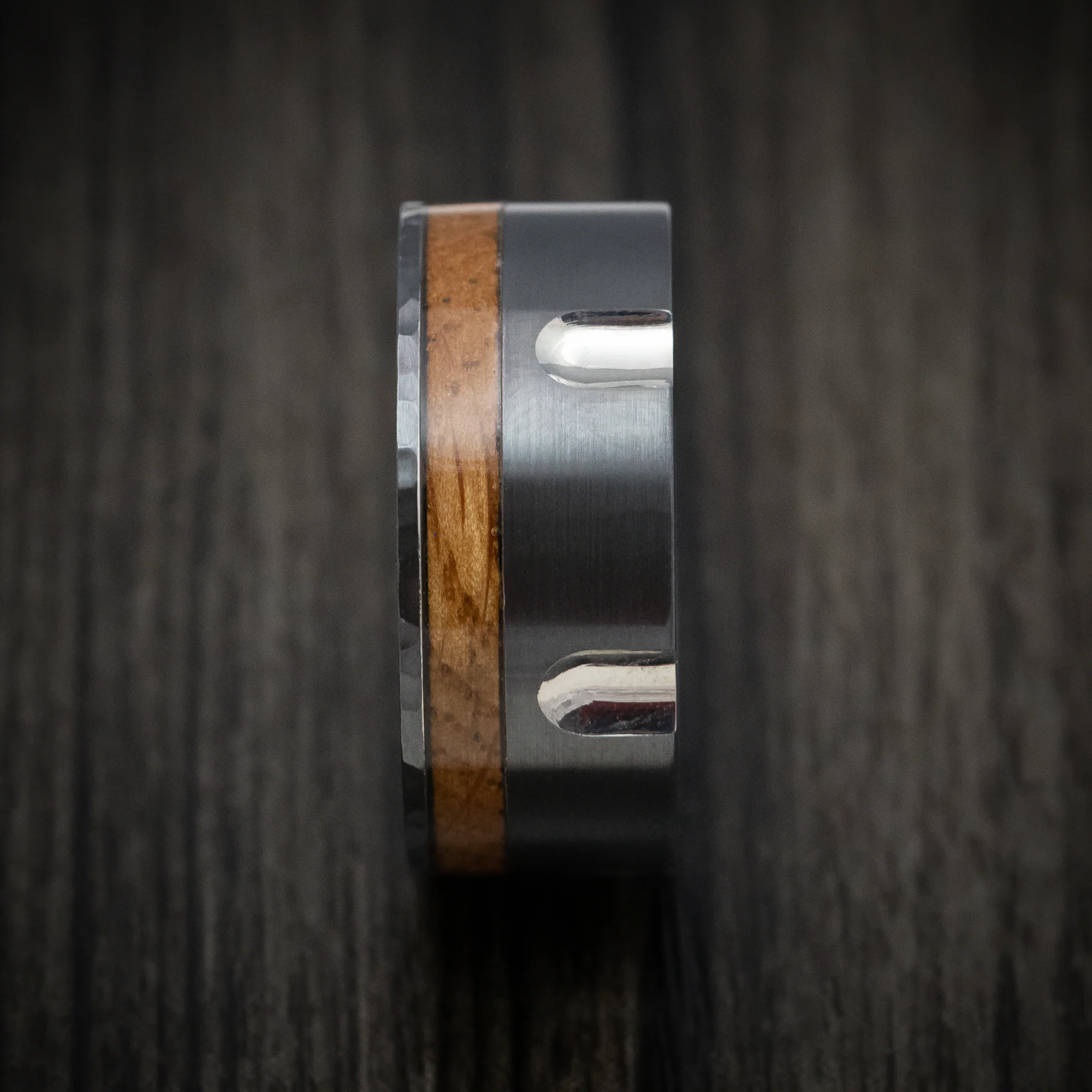 Black Zirconium and Wood Revolver Men's Ring Custom Made - Image 3