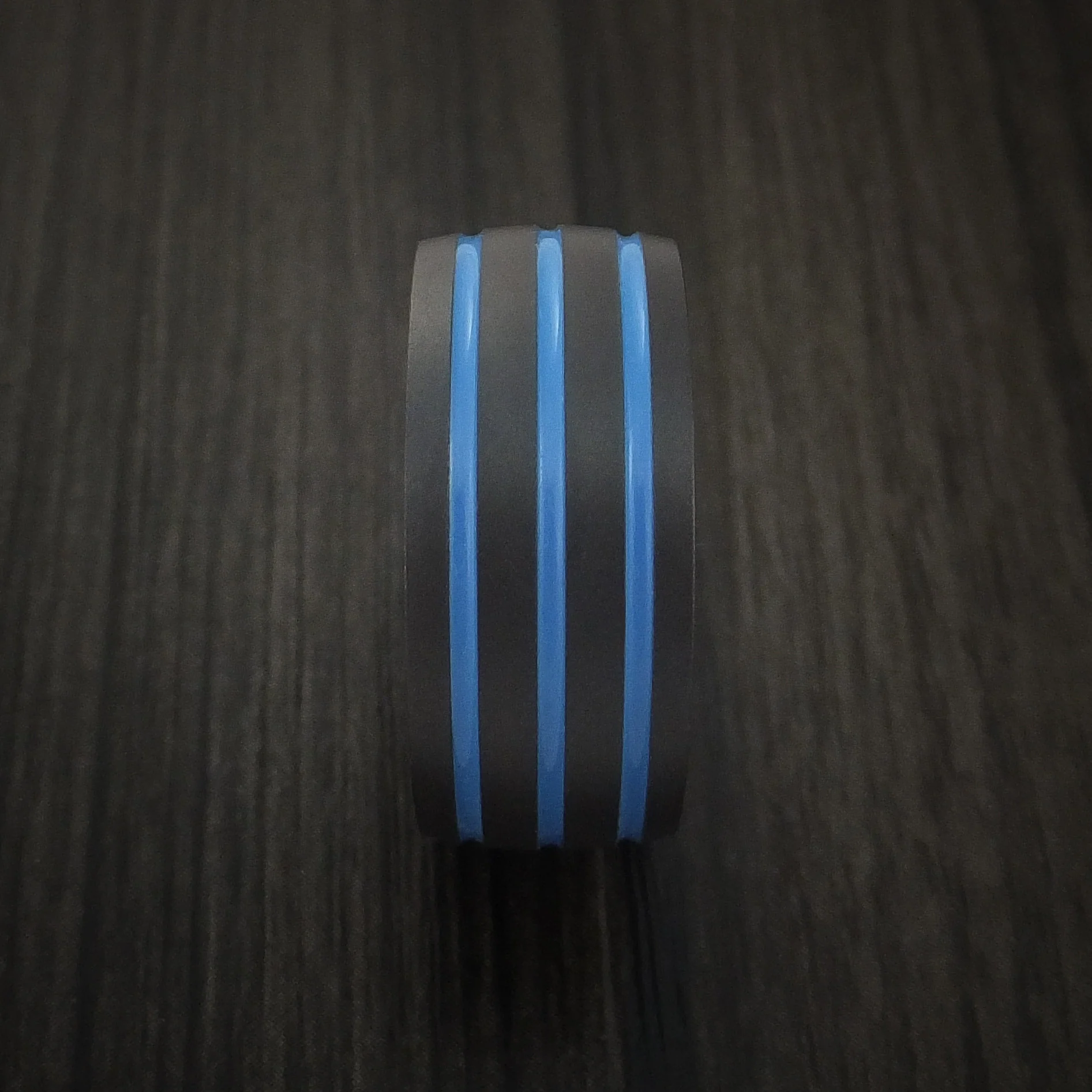 Black Zirconium Band with Tri-Color Inlay Custom Made Men's Ring - Image 4