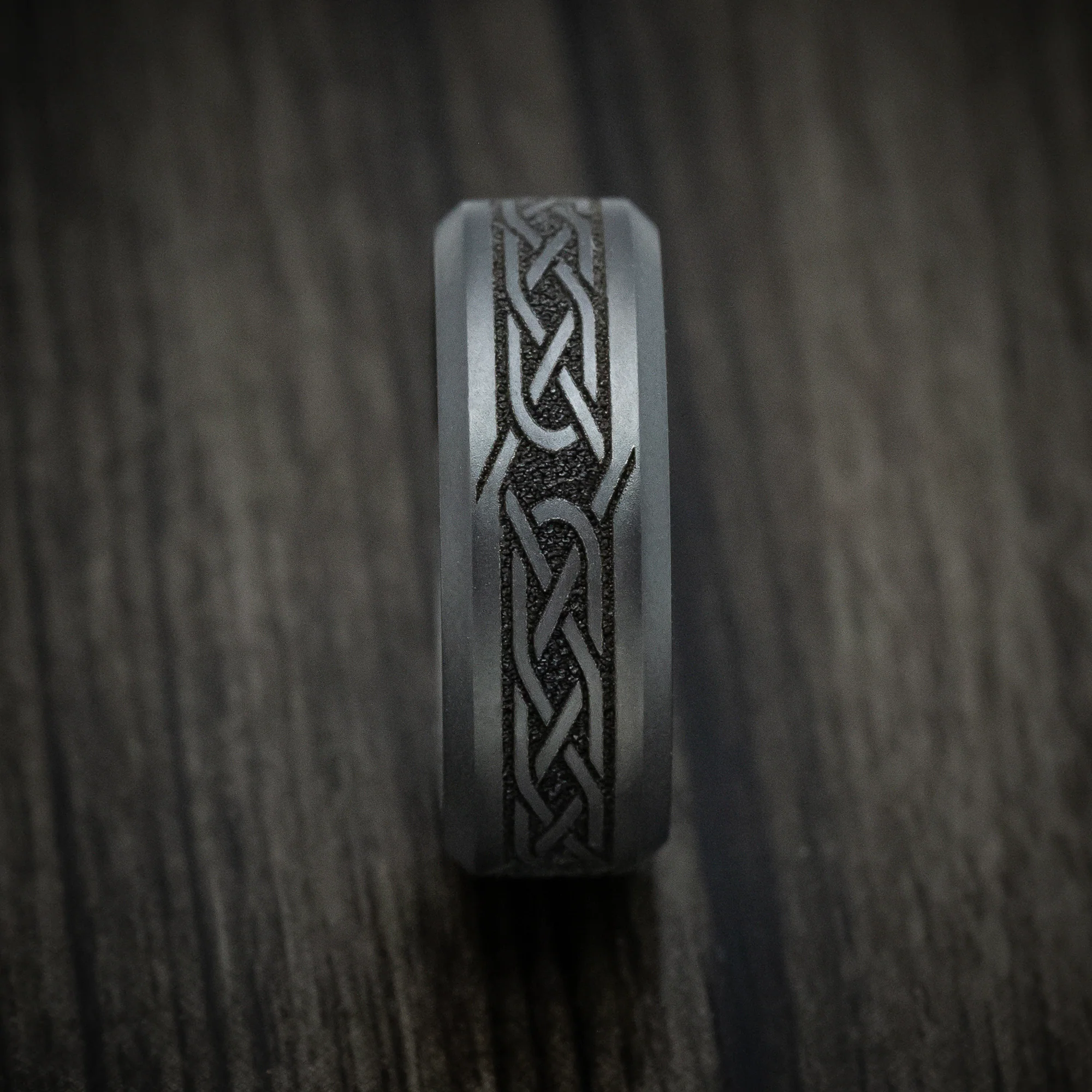 Black Zirconium Celtic Knot Men's Ring - Image 3
