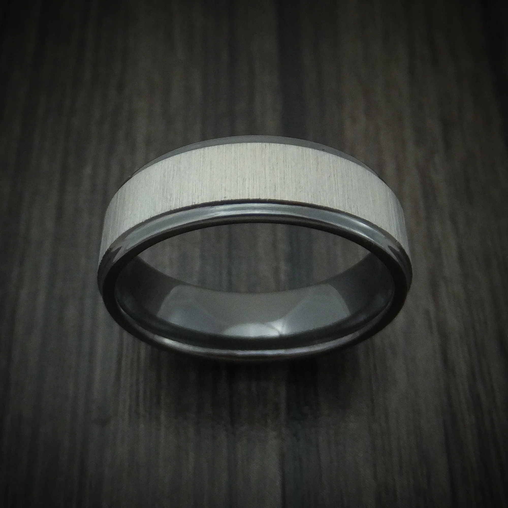 Black Zirconium Cross Satin Finish Men's Ring - Image 2