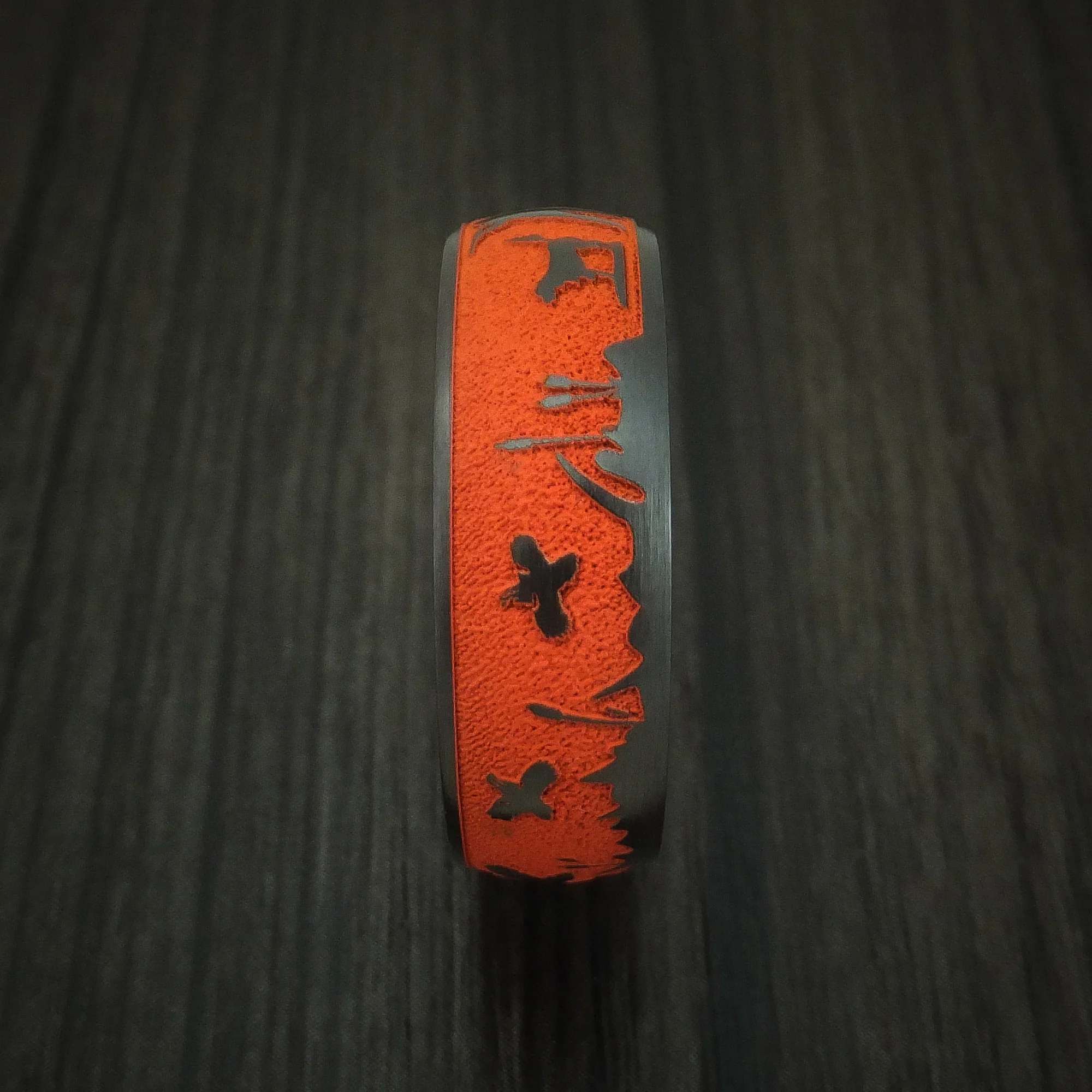 Black Zirconium Duck Hunter Band with Cerakote Custom Made Men's Ring - Image 3