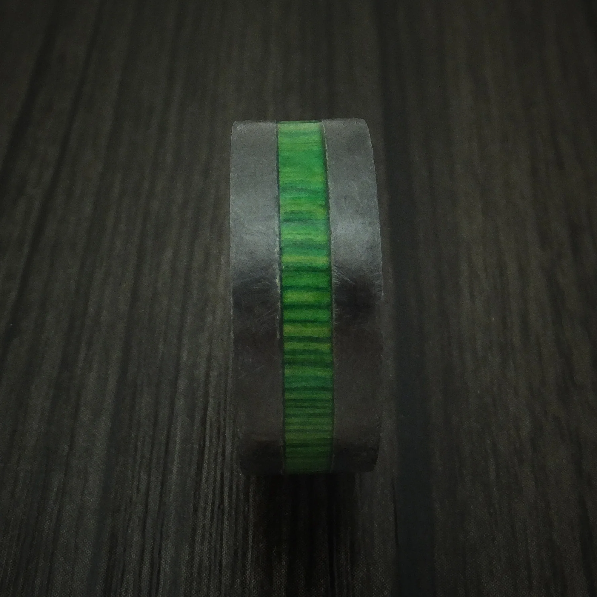 Black Zirconium Hardwood Men's Band with Inlay and Sleeve Custom Made - Image 3