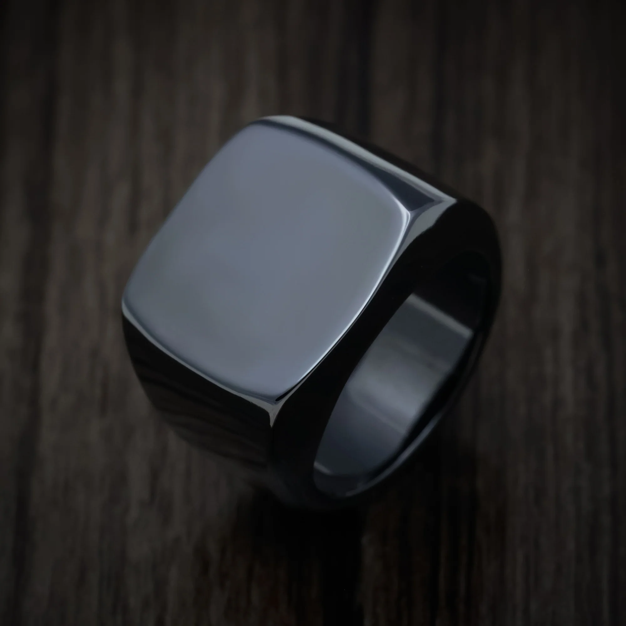 Black Zirconium Large Signet Ring - Image 3