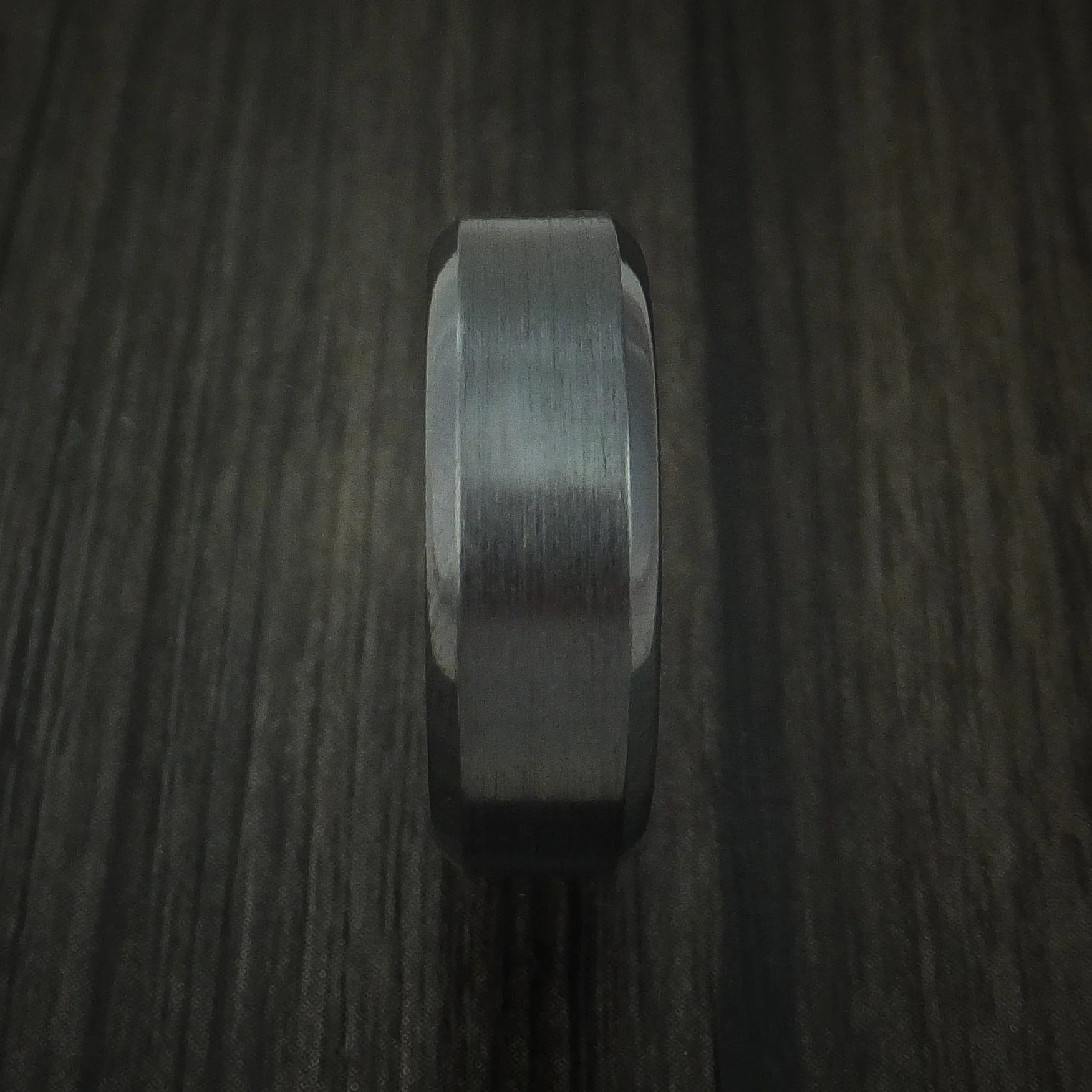 Black Zirconium Men's Ring with Ridgeway Blue Cerakote Sleeve Custom Made Band - Image 3