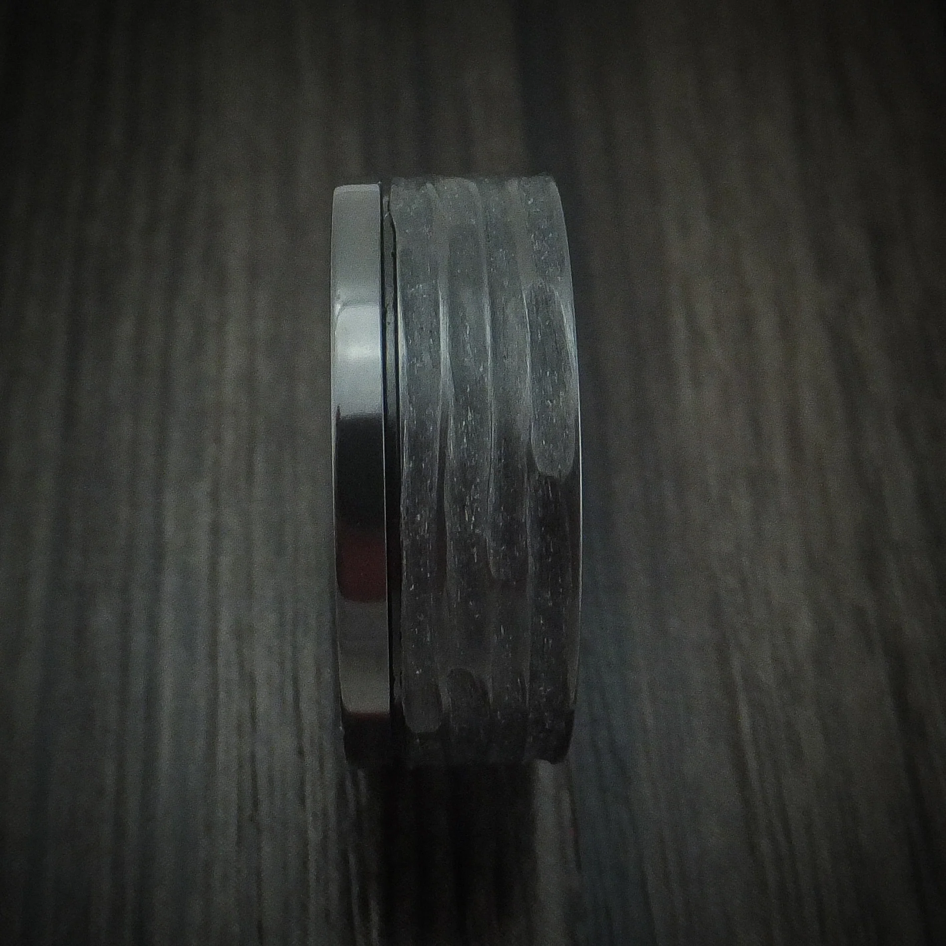 Black Zirconium Tree Bark Finish Men's Ring Custom Made Band - Image 3