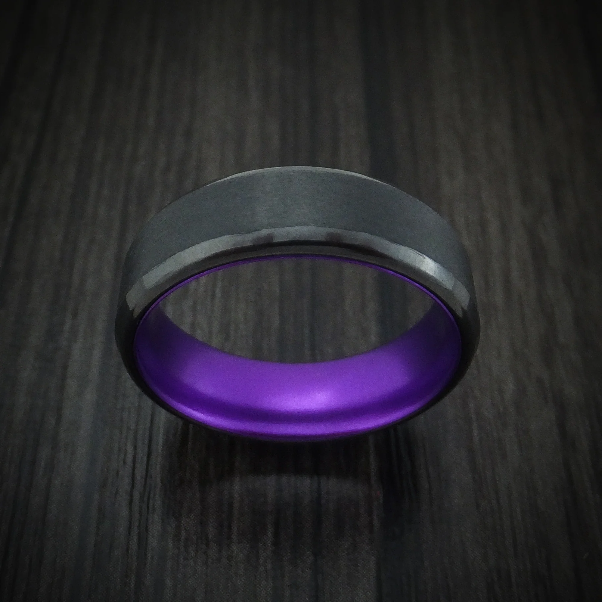 Black Zirconium With Purple Anodized Sleeve Custom Made Men's Band Choose Your Color - Image 2