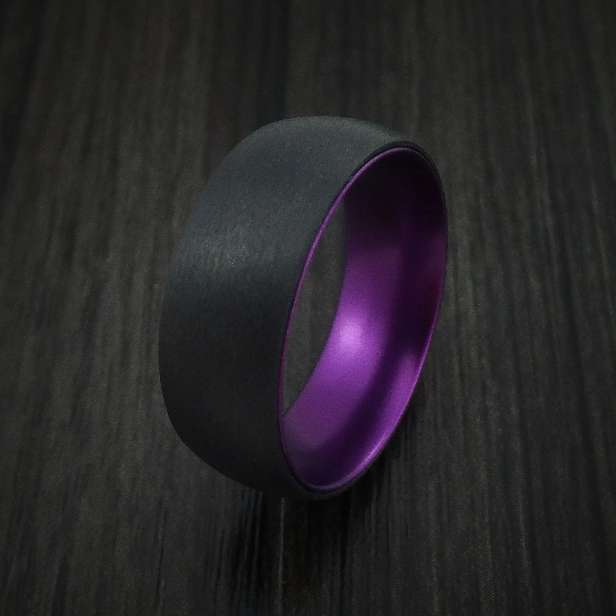 Black Zirconium with Purple Anodized Sleeve Custom Made Men's Band Choose Your Color - Image 3