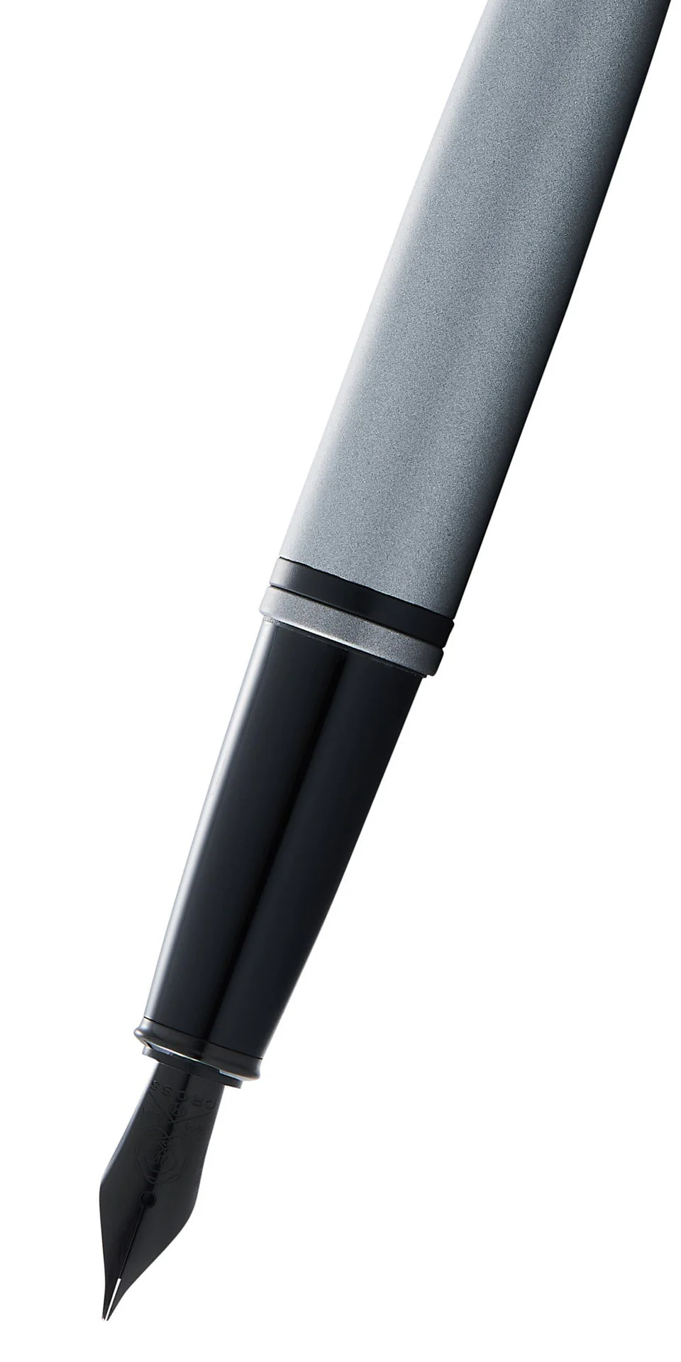 Calais™ Matte Gray and Black Lacquer Stainless Steel Medium Nib Fountain Pen - Image 2