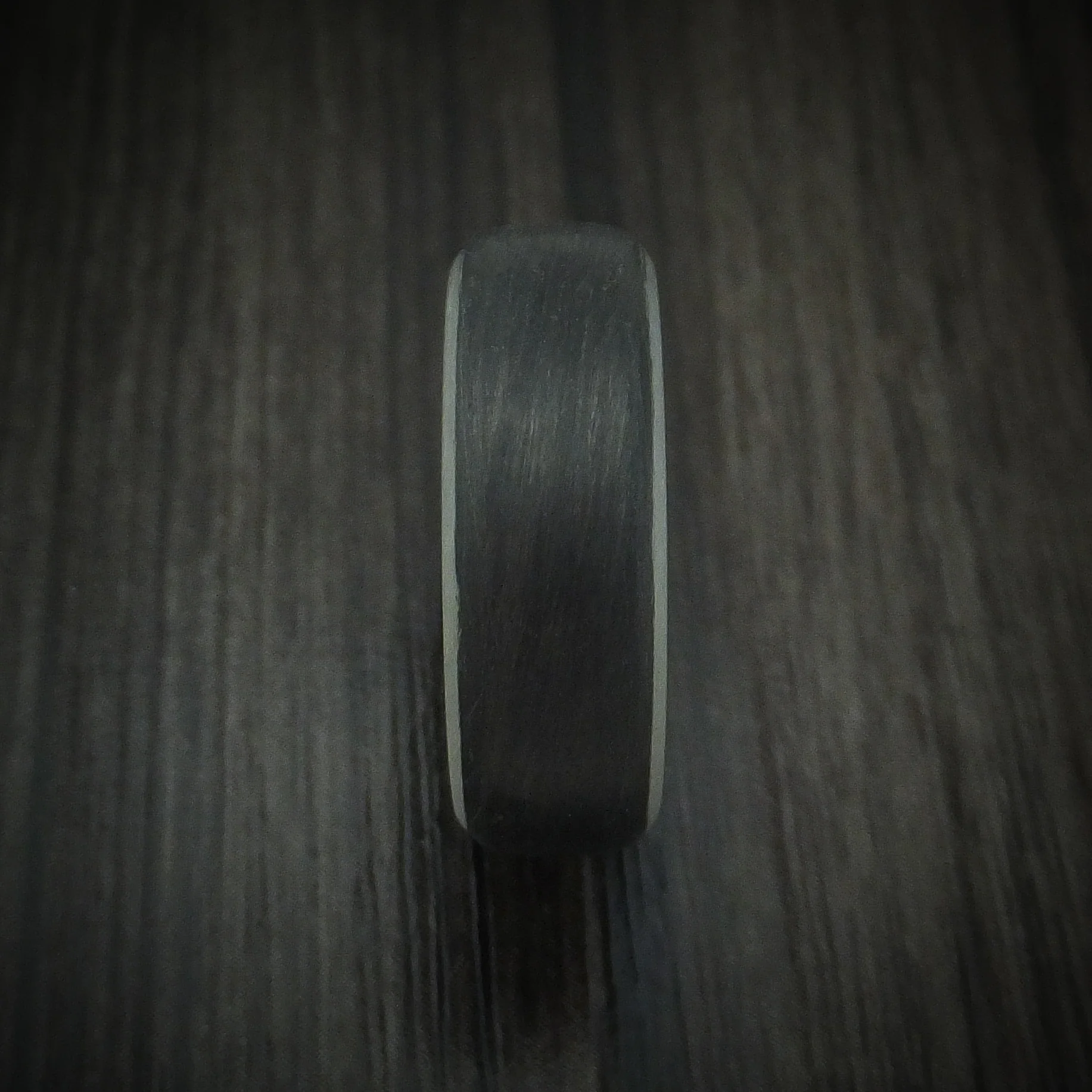 Carbon Fiber And Blue Glow Sleeve Men's Ring Custom Made - Image 3