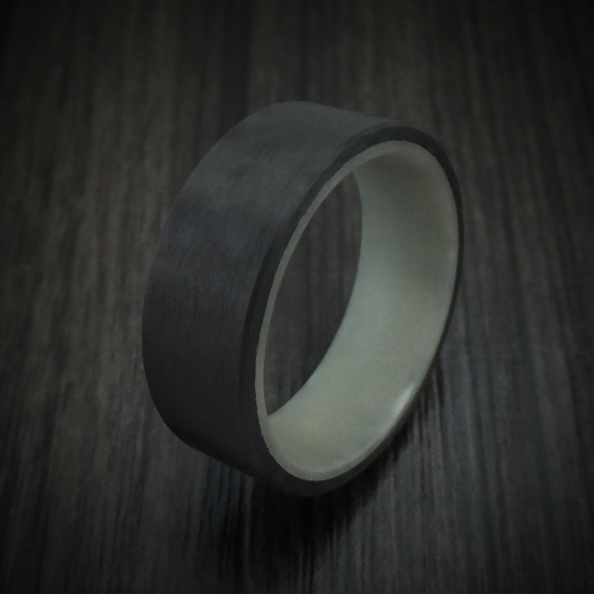 Carbon Fiber and Green Glow Sleeve Men's Ring Custom Made - Image 4
