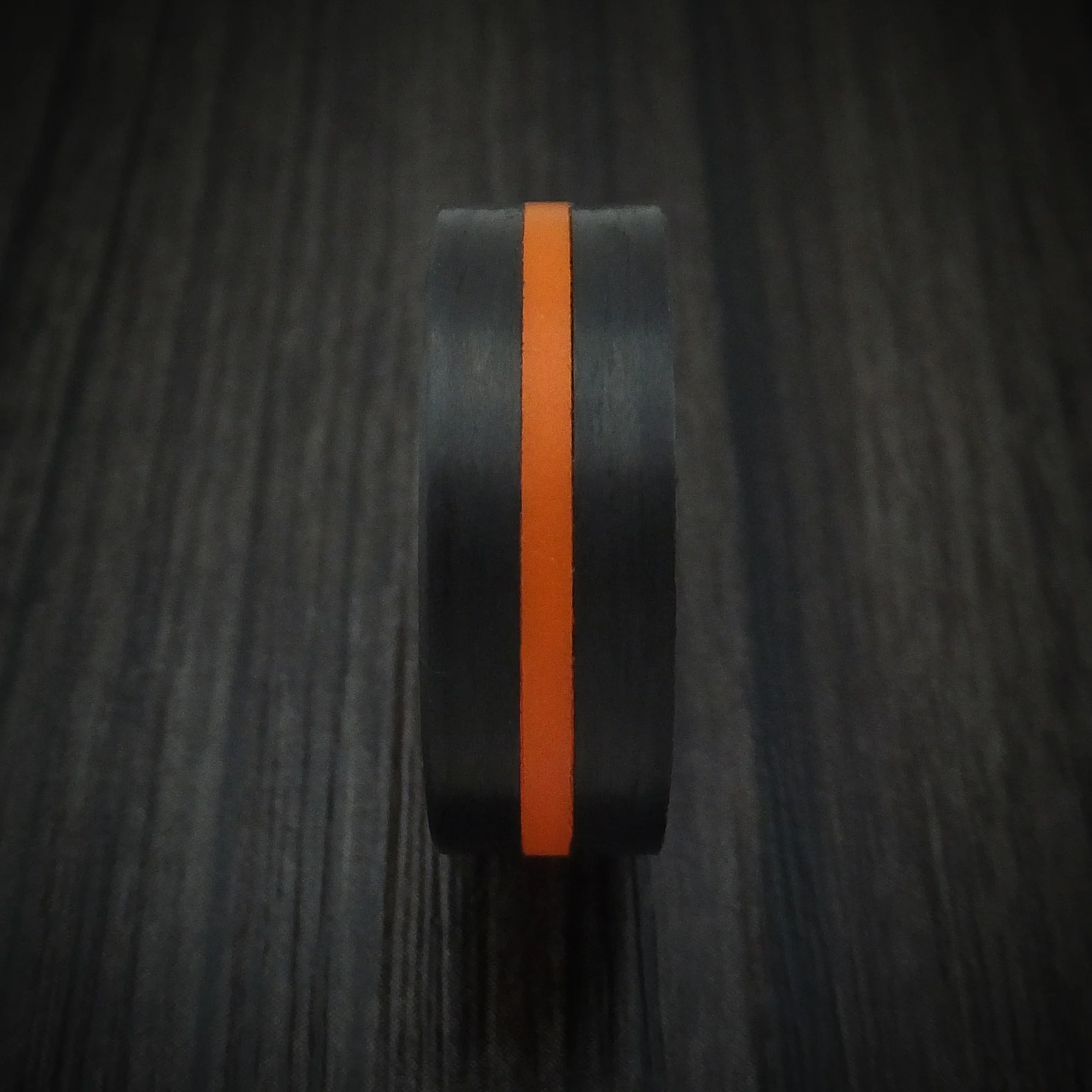 Carbon Fiber and Orange Glow Men's Ring Custom Made - Image 3