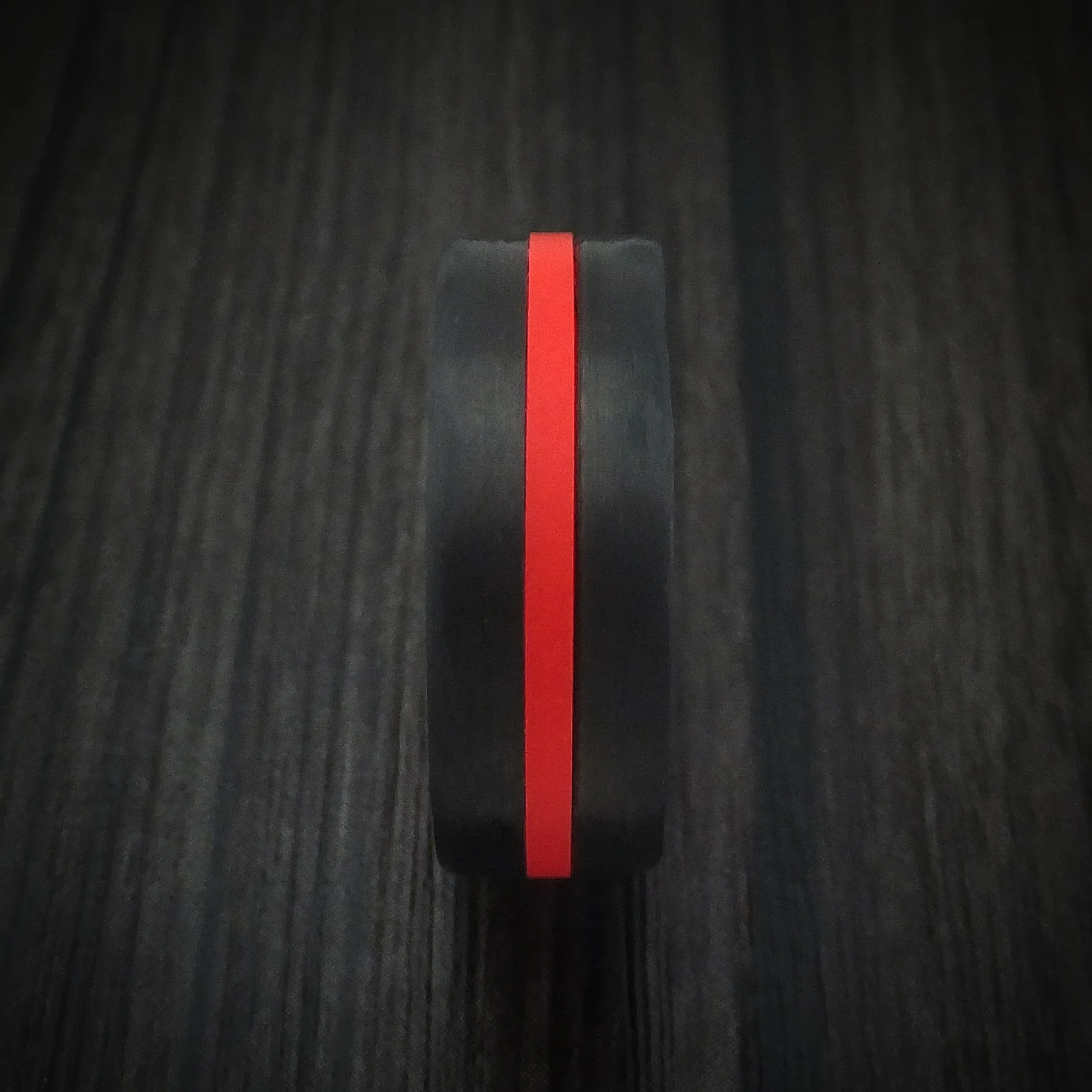 Carbon Fiber and Red Glow Men's Ring Custom Made - Image 3