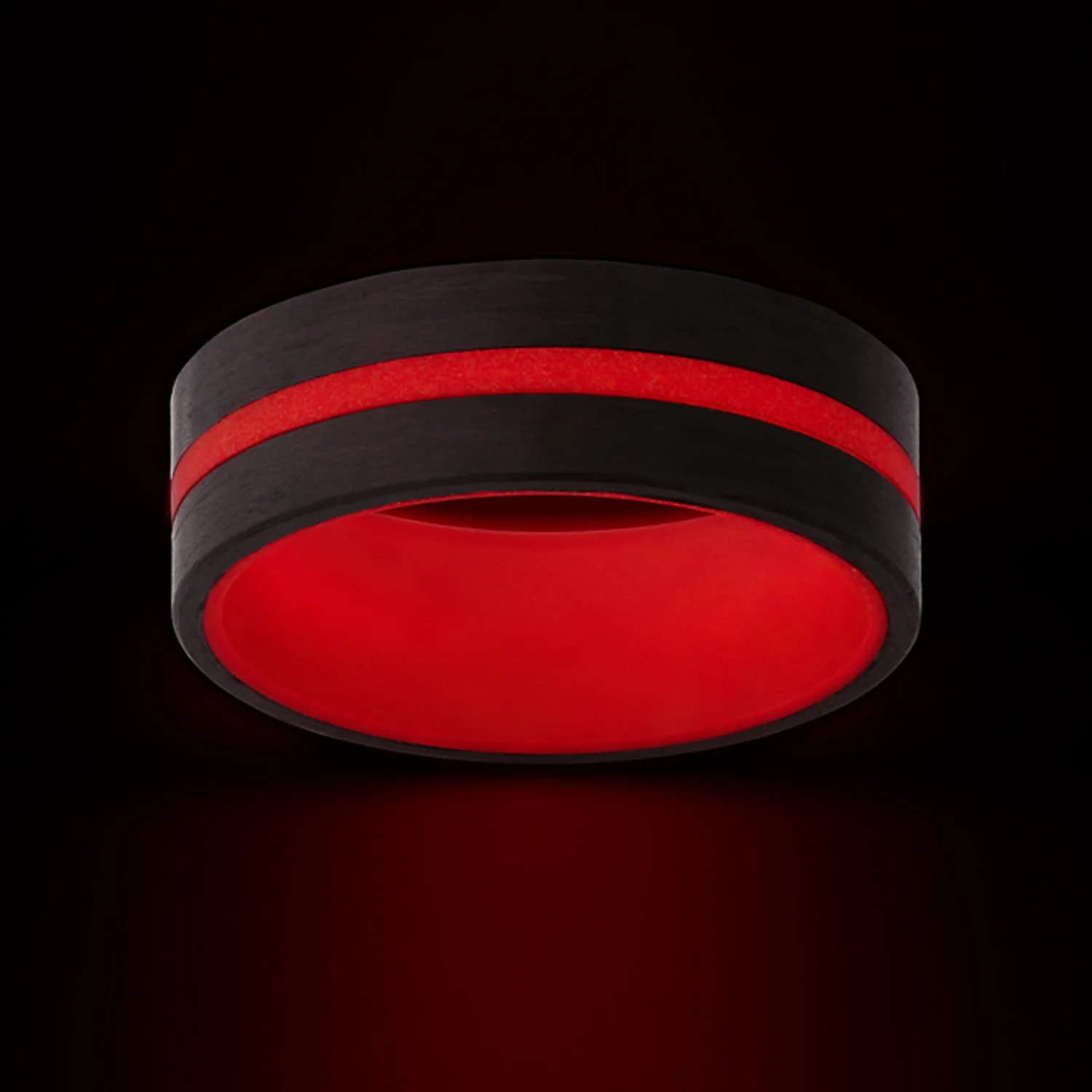 Carbon Fiber and Red Glow Men's Ring Custom Made - Image 5