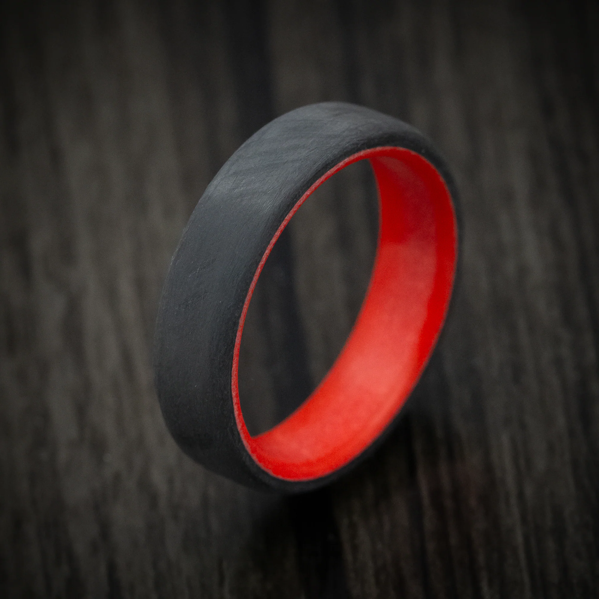 Carbon Fiber Men's Ring with Red Glow Sleeve - Image 3