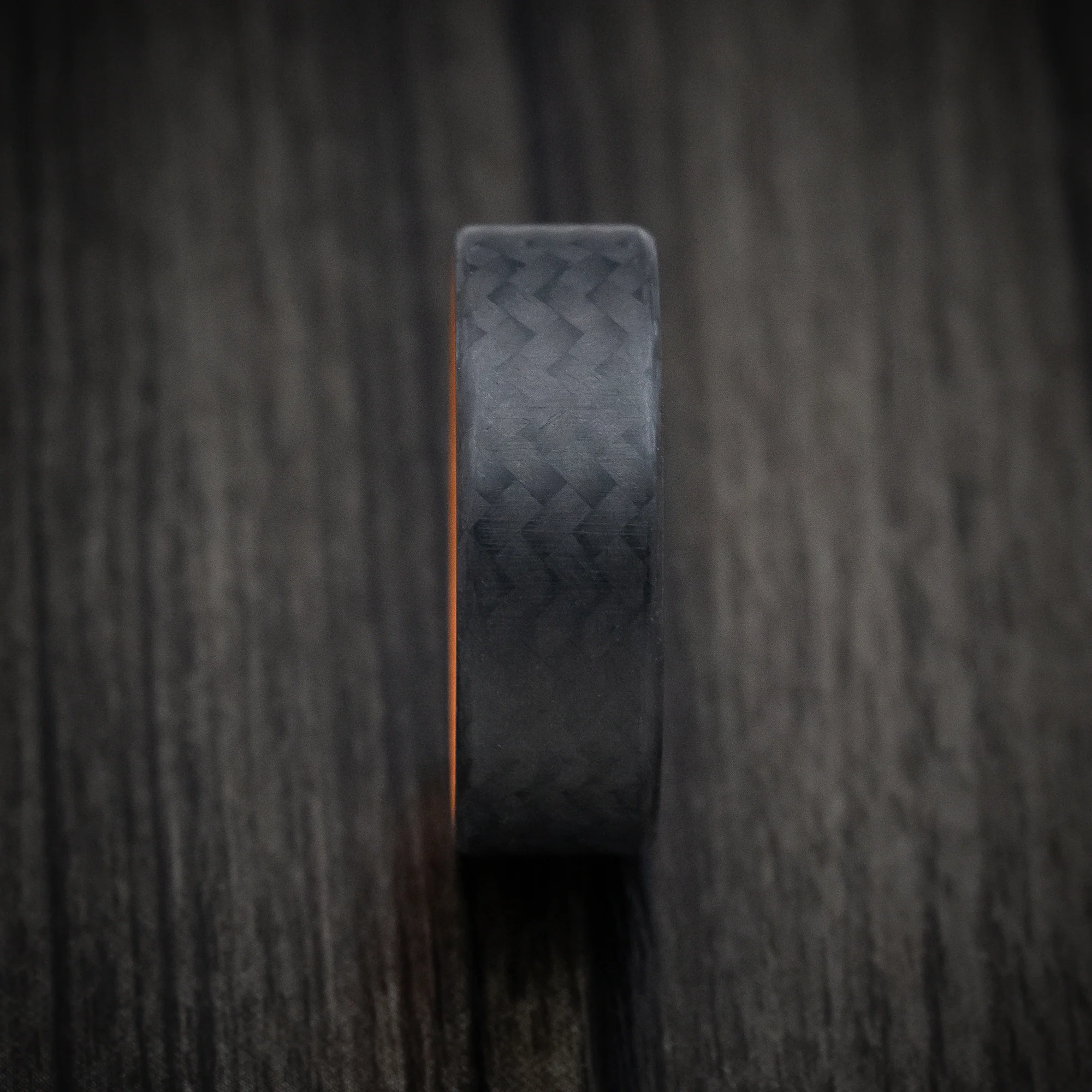 Carbon Fiber Men's Ring with Orange Glow Sleeve - Image 3