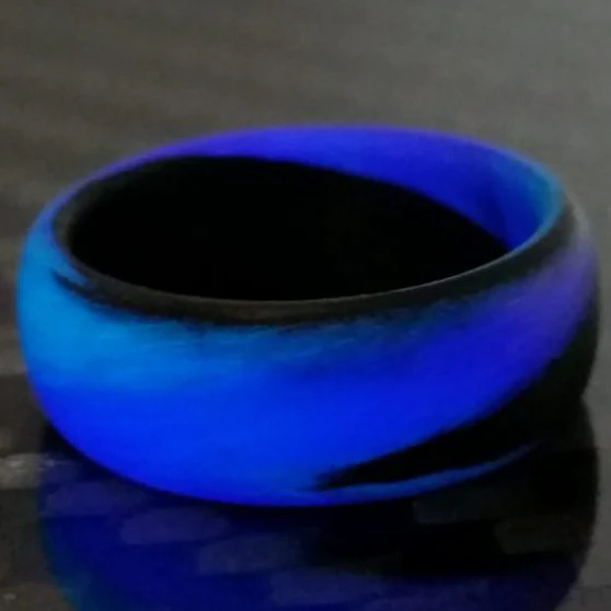 Carbon Fiber Men's Ring with Purple and Blue Glow Marbled Design - Image 5