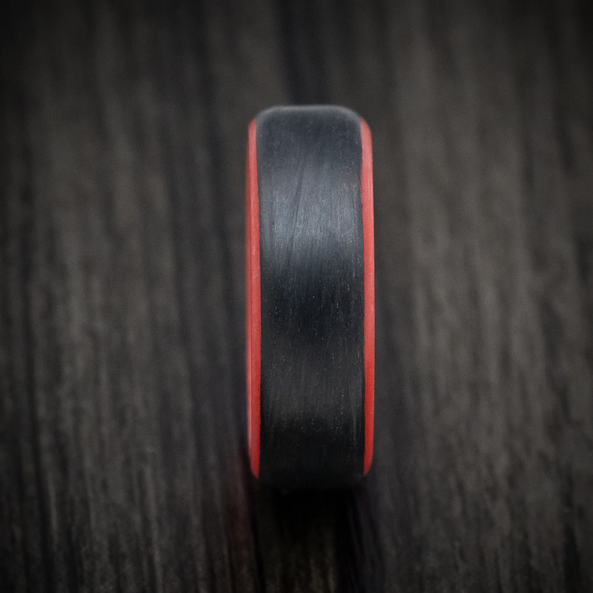 Carbon Fiber Men's Ring with Red Glow Sleeve - Image 3