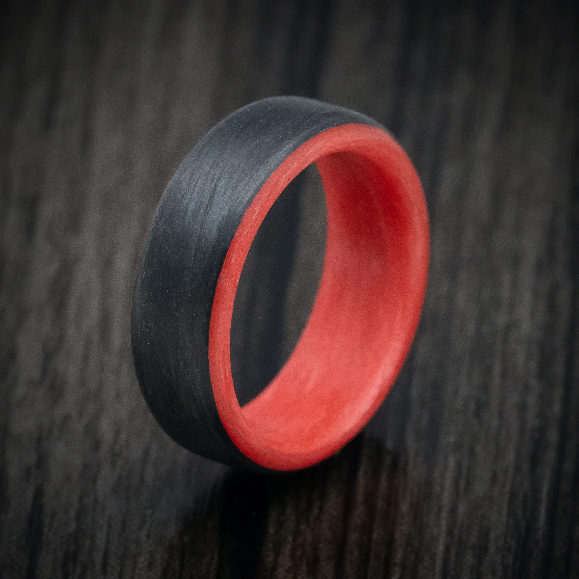 Carbon Fiber Men's Ring with Red Glow Sleeve - Image 4