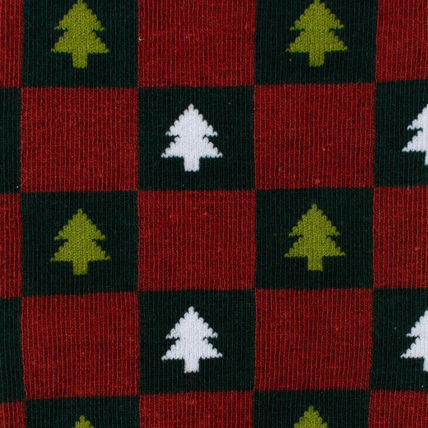 Christmas Tree Red Green Checkered Men's Socks - Image 3