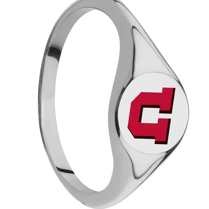 Circle Titanium Signet Ring / Polish Ring Finish and Polish Signet Finish / Utah Block U Design with Utah Red Cerakote / Size 8.5 - Image 2