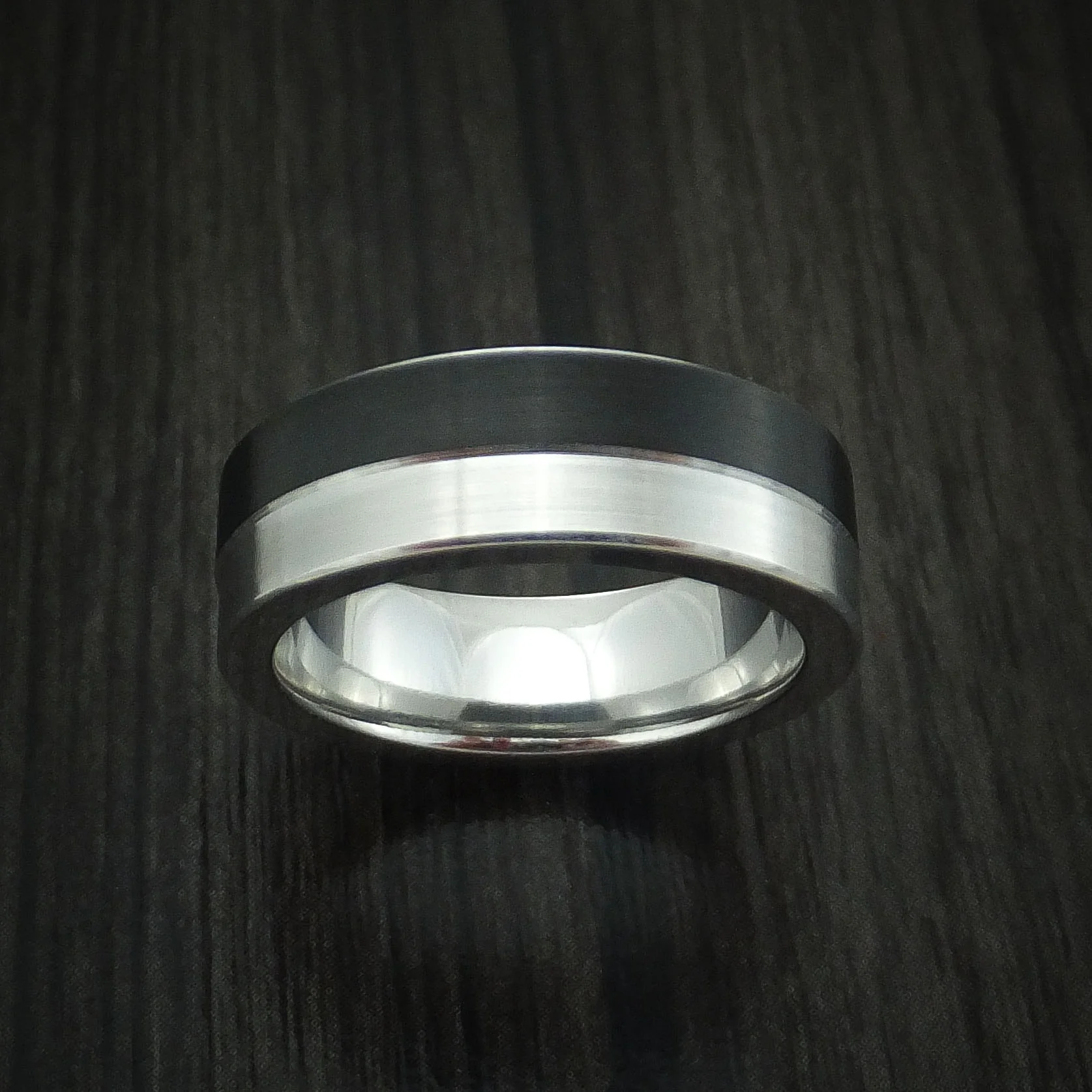 Cobalt and Black Cobalt Band Custom Made Two-Tone Men's Ring - Image 2