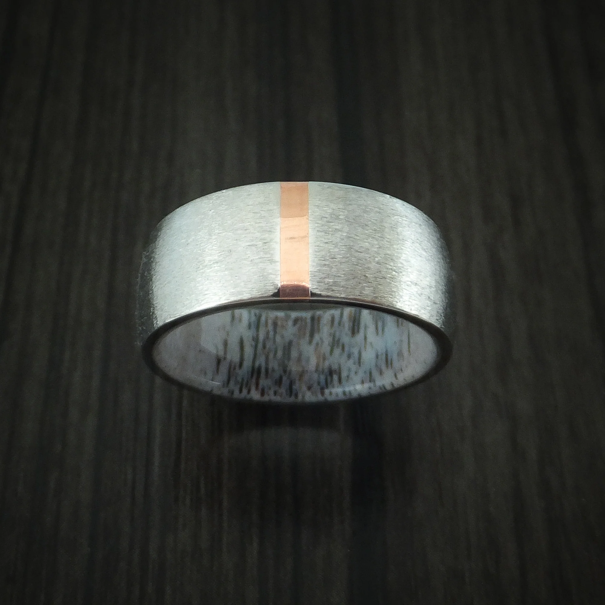Cobalt Chrome and Copper Men's Ring with Antler Sleeve Custom Made Band - Image 2