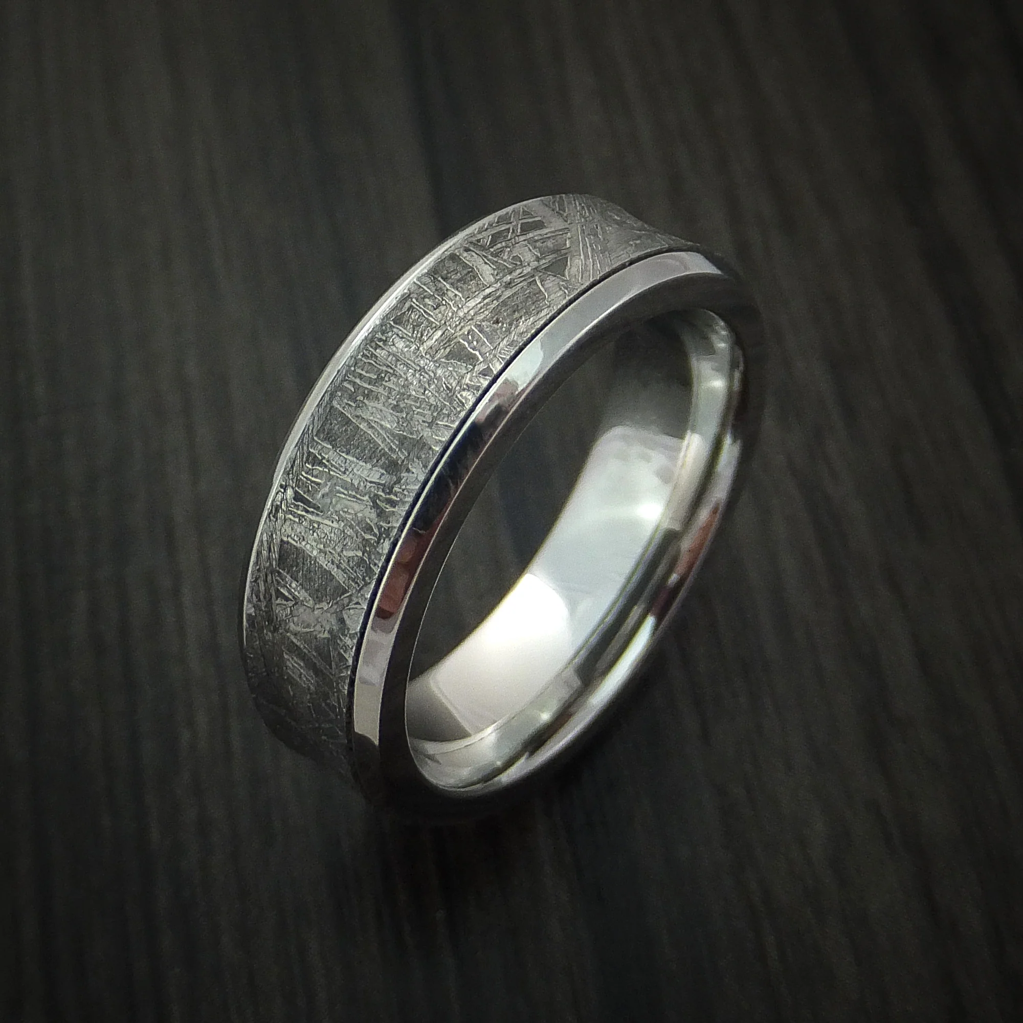 Cobalt Chrome and Gibeon Meteorite Men's Ring Custom Made - Image 4